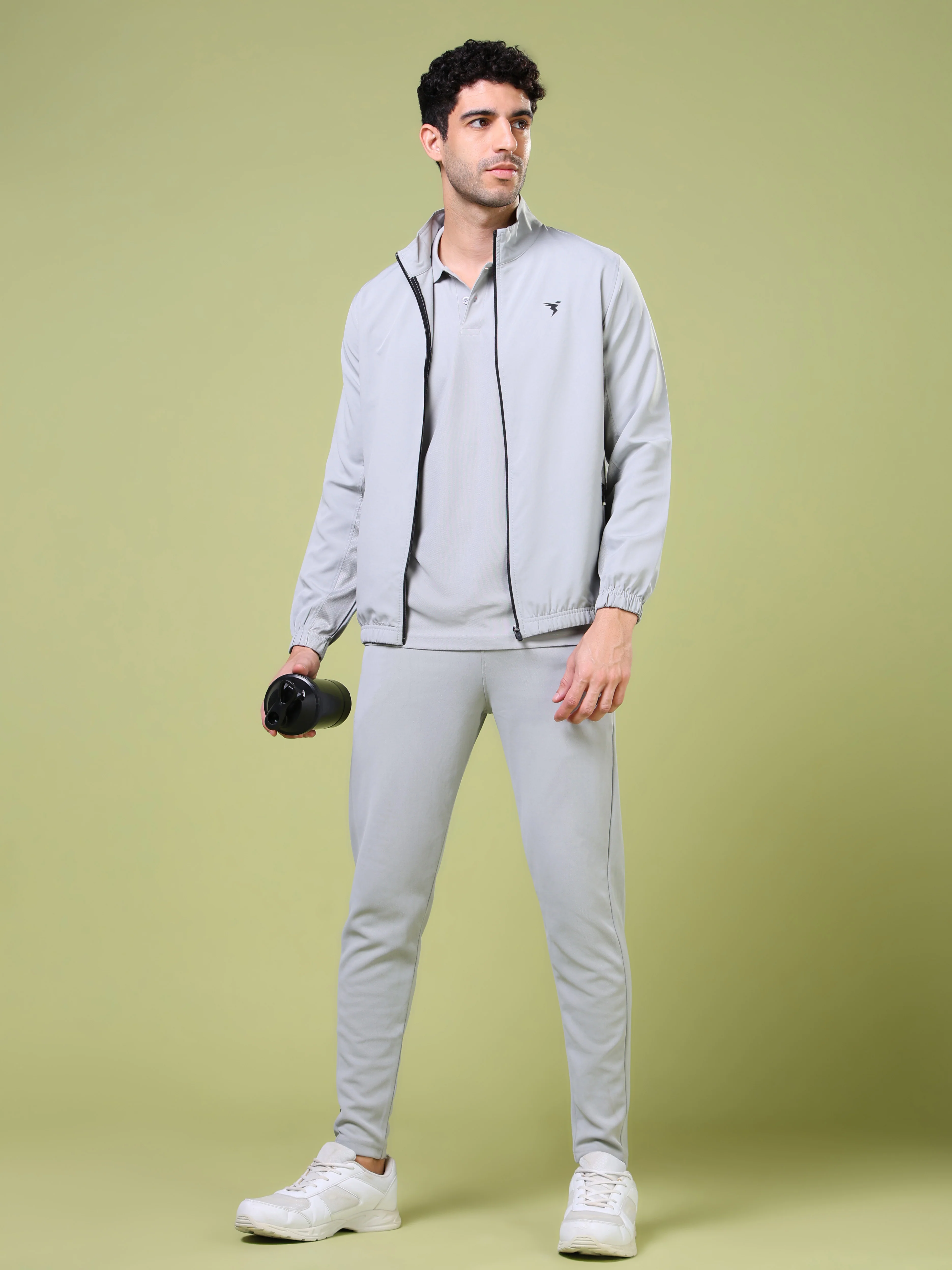Men Solid Slim Fit Mock Neck Jacket with TECHNOLITE - Image 6