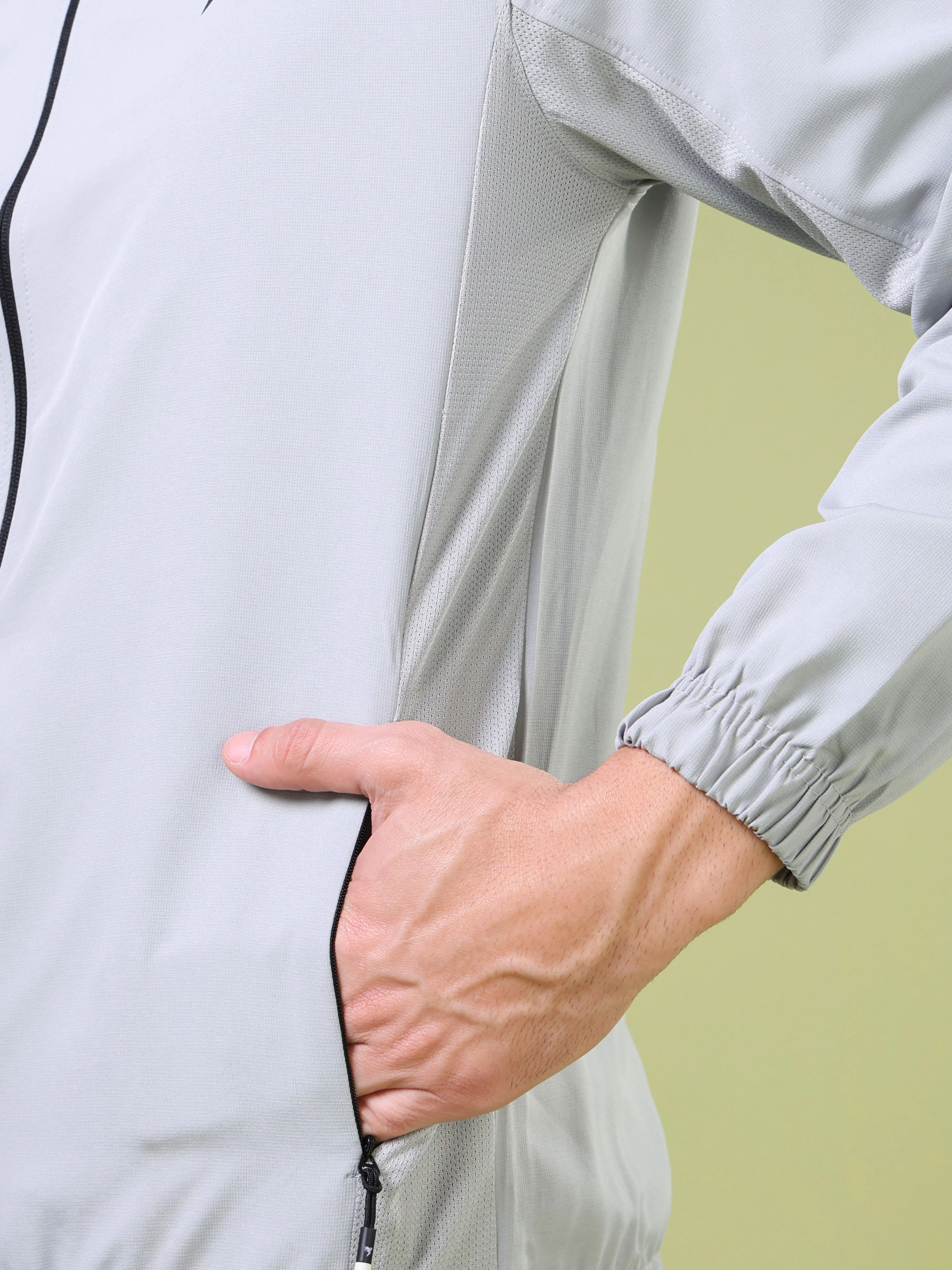 Men Solid Slim Fit Mock Neck Jacket with TECHNOLITE - Image 8