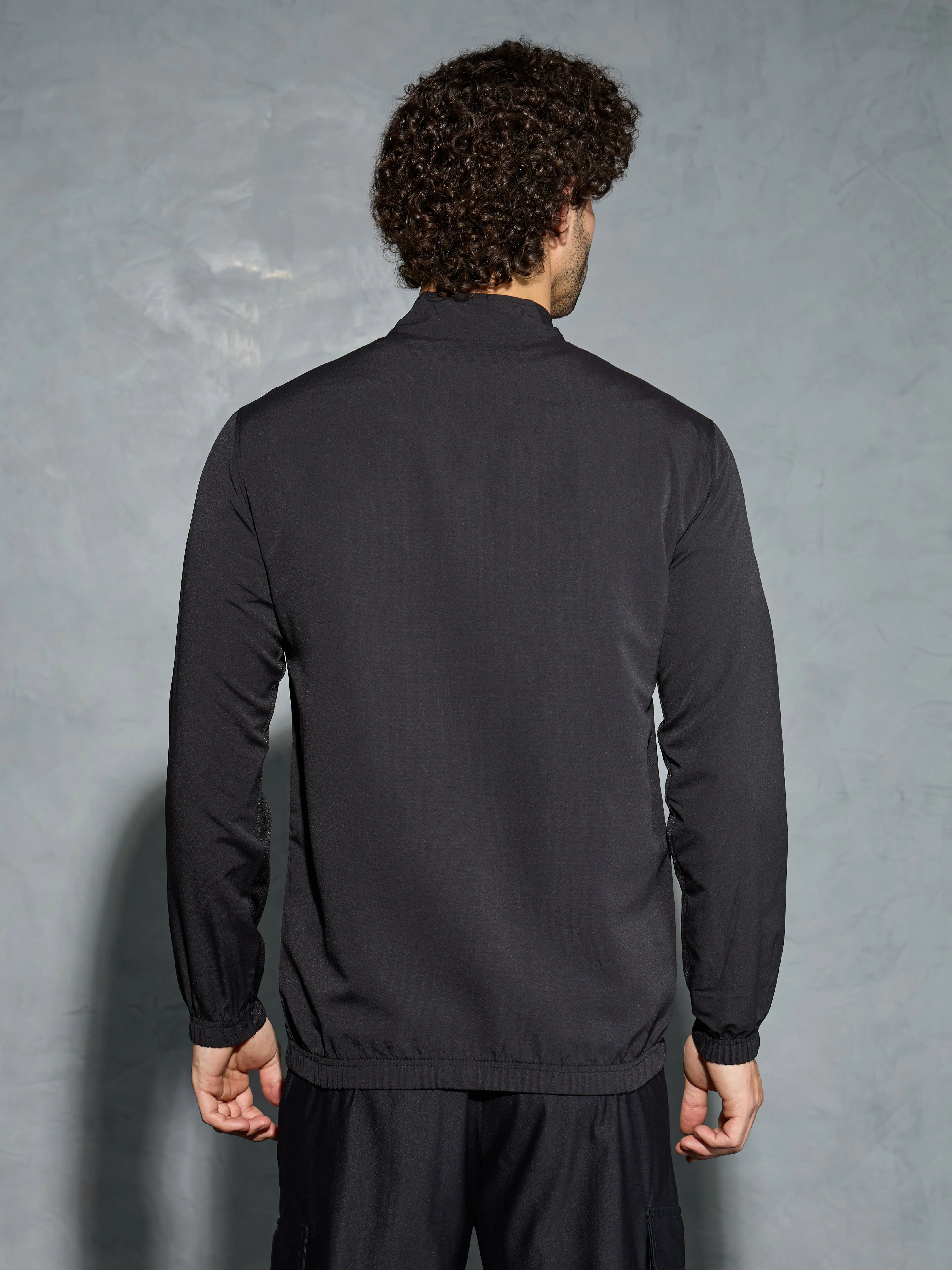Men Solid Slim Fit Mock Neck Jacket with TECHNOLITE - Image 3