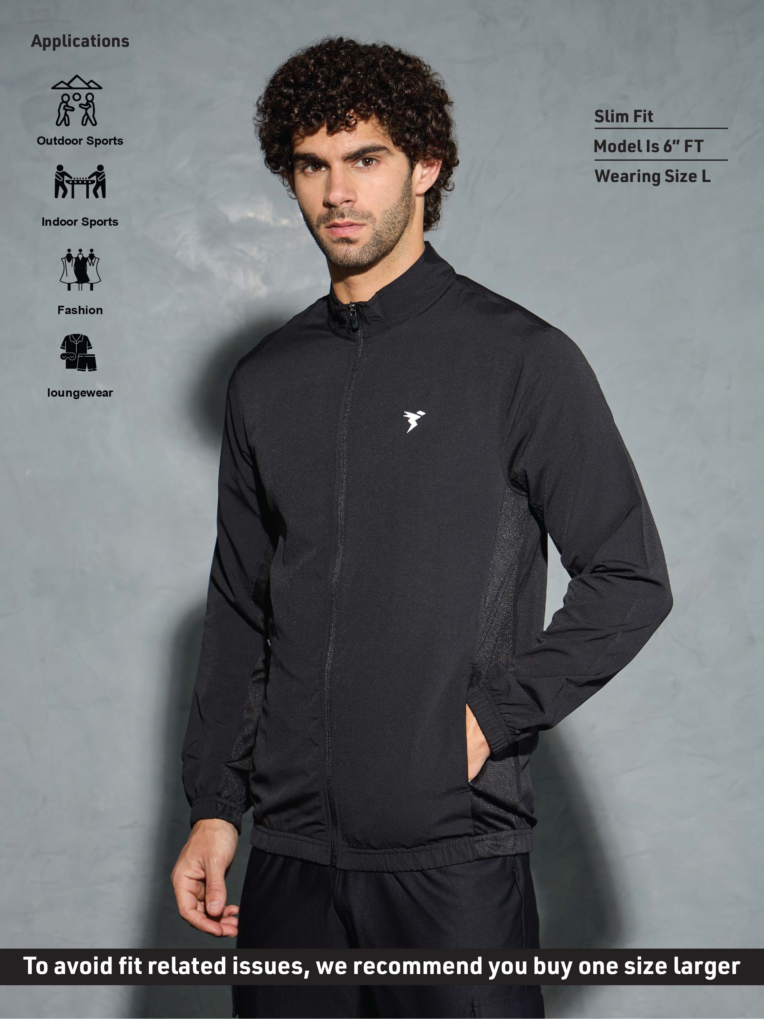 Men Solid Slim Fit Mock Neck Jacket with TECHNOLITE - Image 4