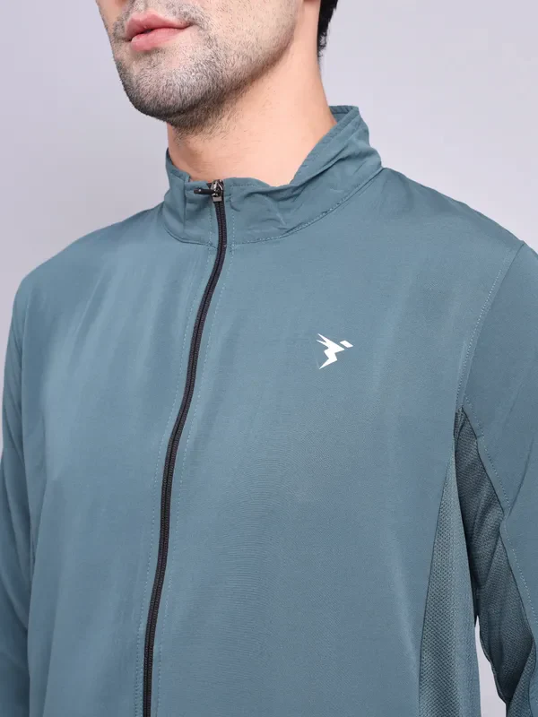 Men Solid Slim Fit Mock Neck Jacket with TECHNOLITE - Image 6