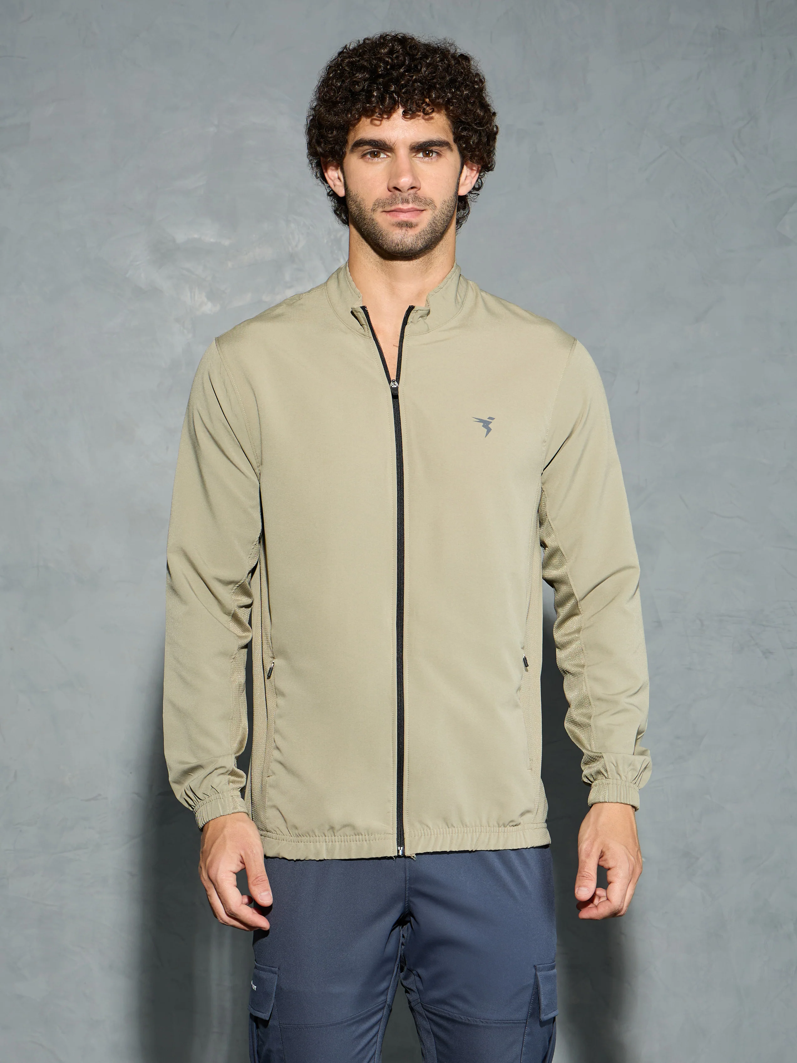 Men Solid Slim Fit Mock Neck Jacket with TECHNOLITE - Image 3