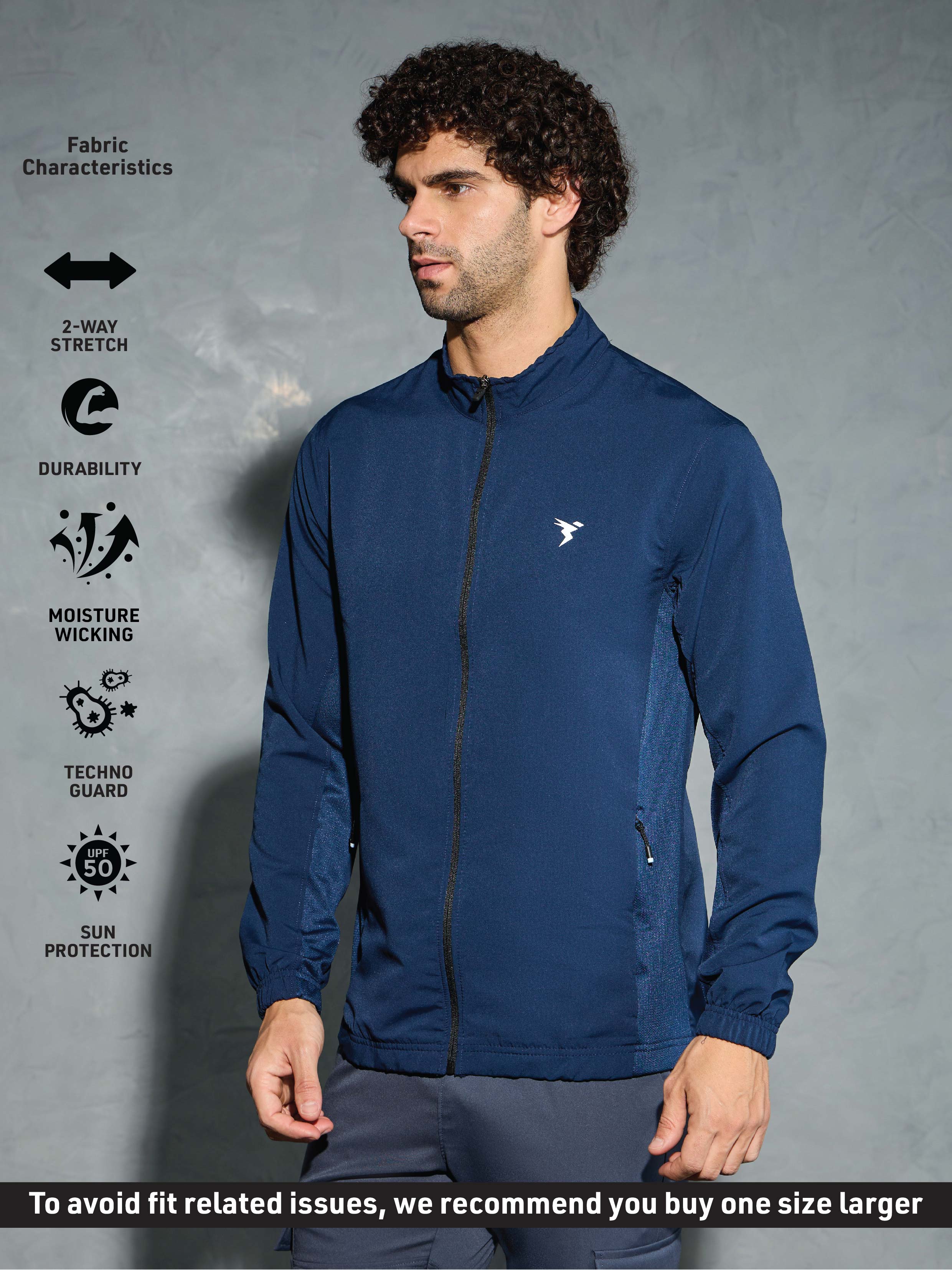Men Solid Slim Fit Mock Neck Jacket with TECHNOLITE - Image 4