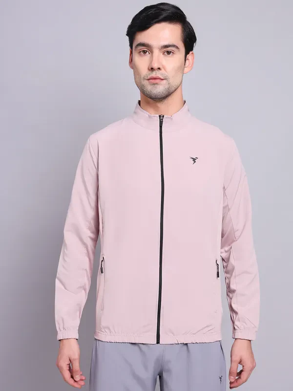 Men Solid Slim Fit Mock Neck Jacket with TECHNOLITE - Image 2