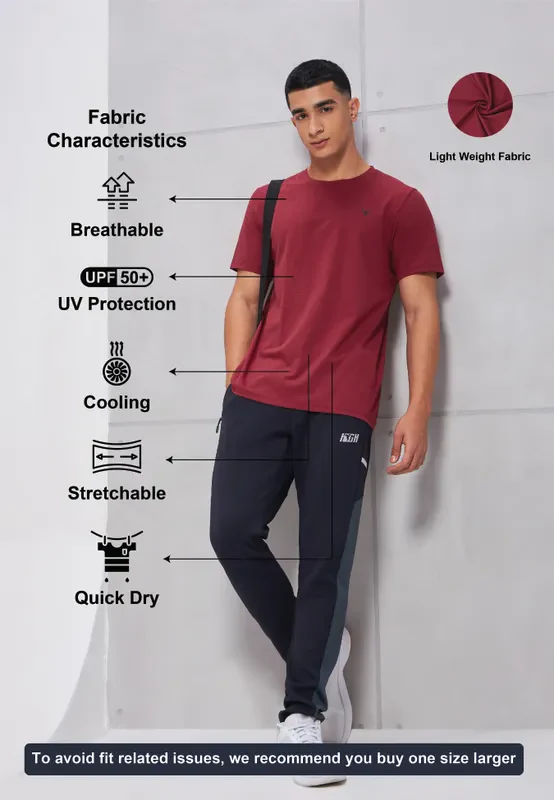 Men Solid Slim Fit Crew Neck T-shirt with COTFLEX - Image 4