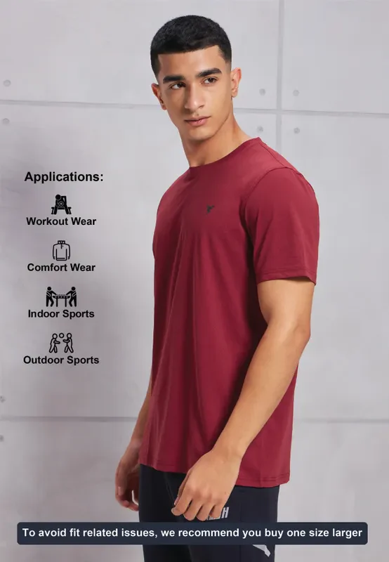 Men Solid Slim Fit Crew Neck T-shirt with COTFLEX - Image 5