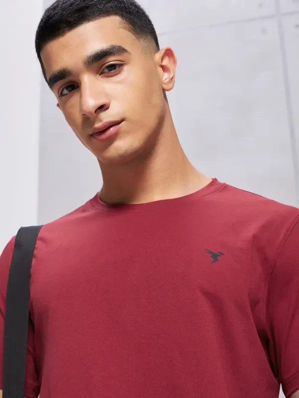 Men Solid Slim Fit Crew Neck T-shirt with COTFLEX - Image 6