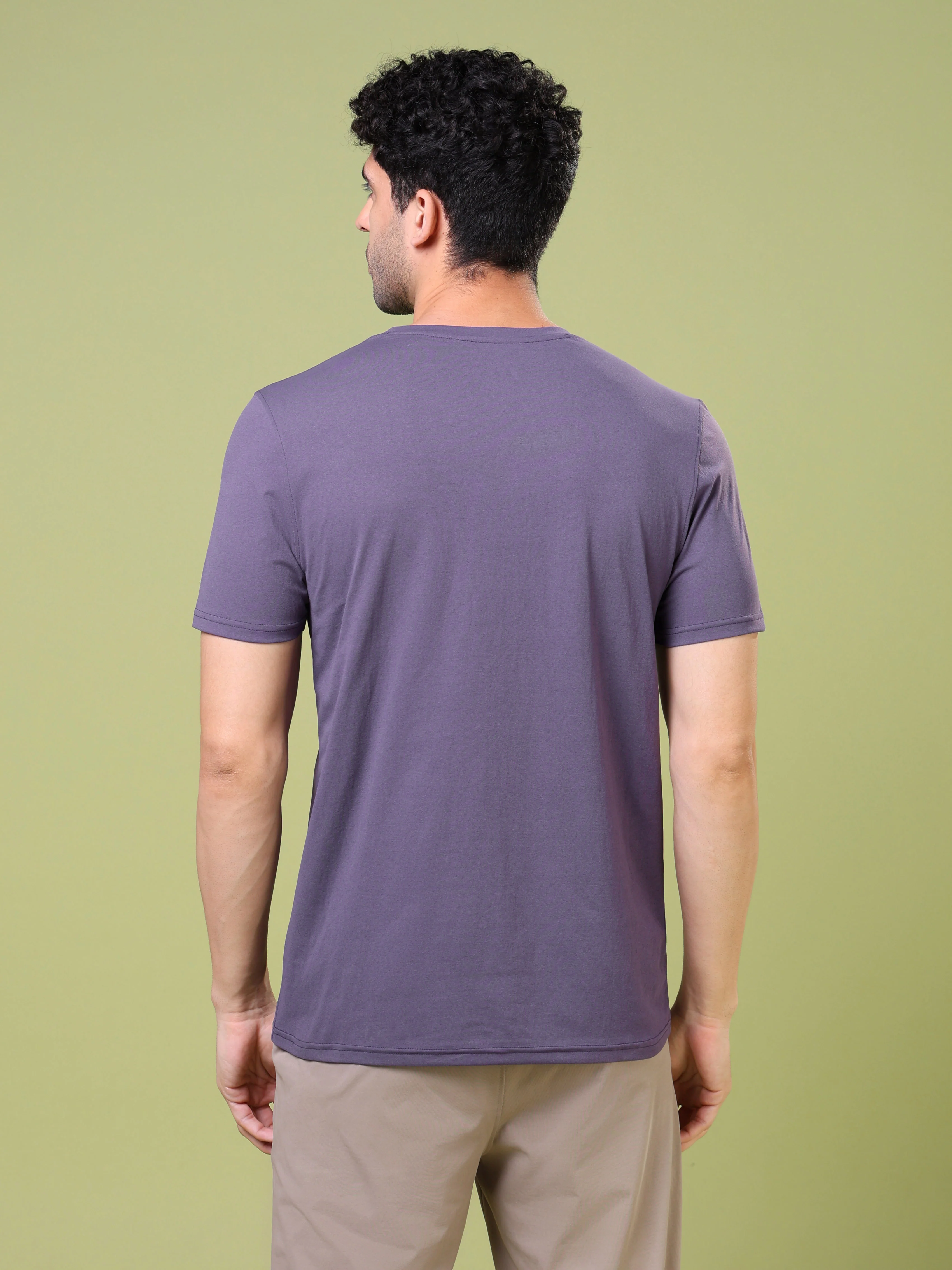 Men Solid Slim Fit Crew Neck T-shirt with COTFLEX - Image 3