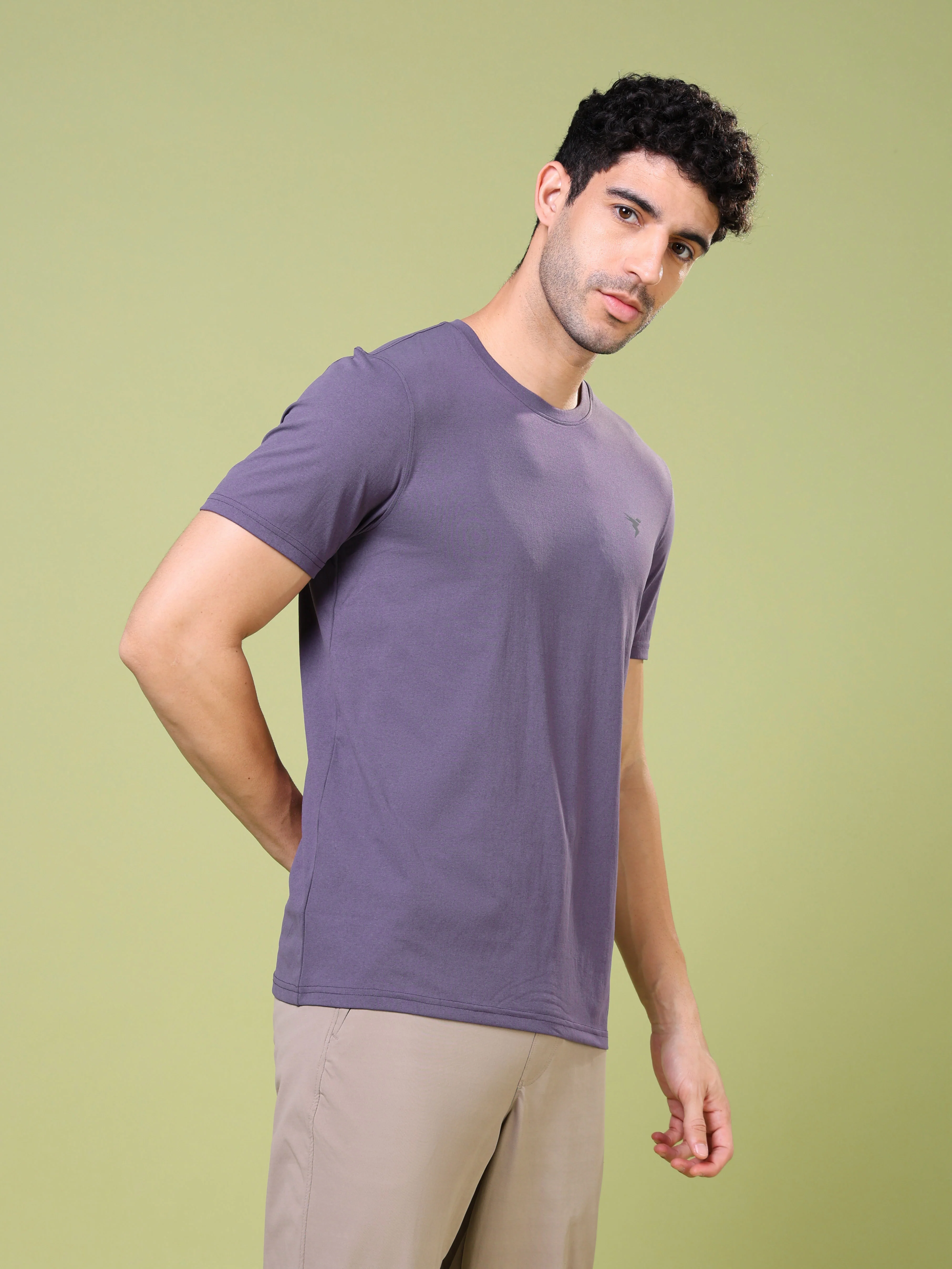 Men Solid Slim Fit Crew Neck T-shirt with COTFLEX - Image 4