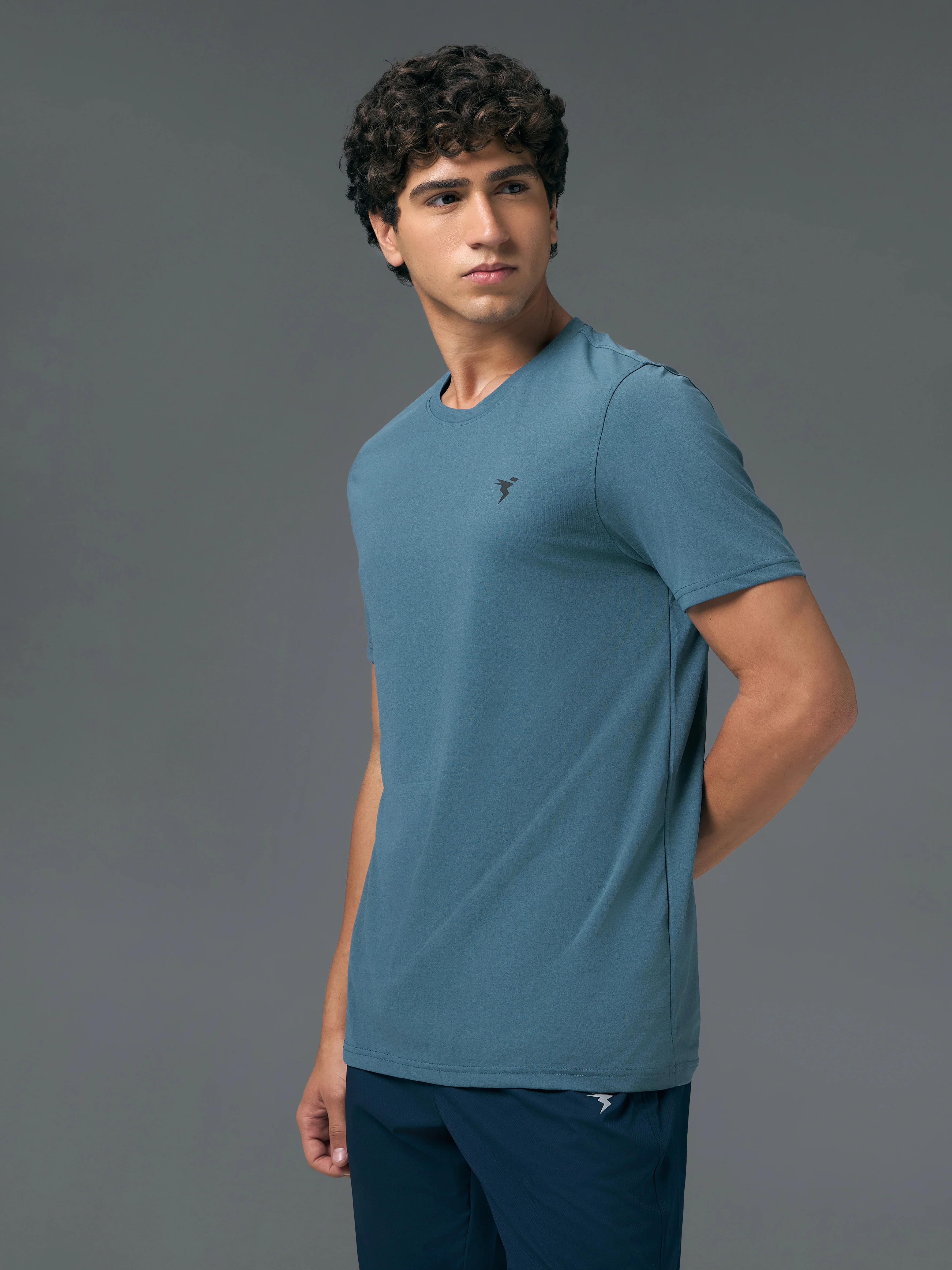 Men Solid Slim Fit Crew Neck T-shirt with COTFLEX - Image 4