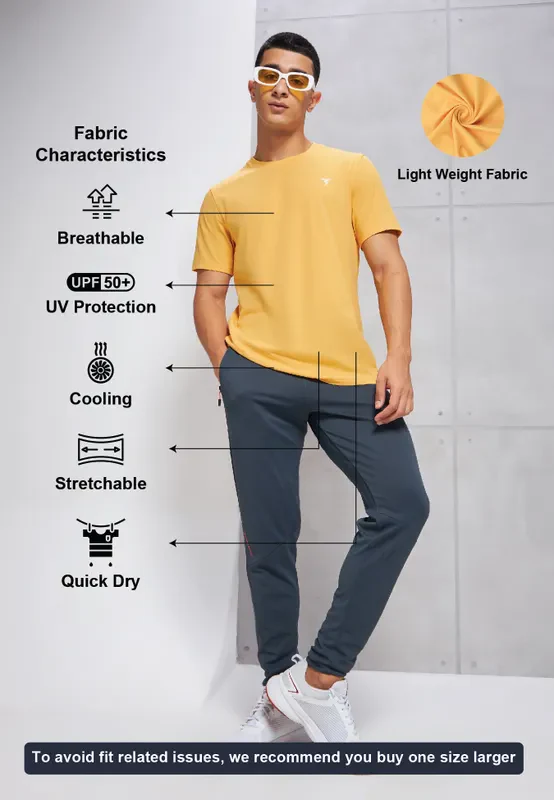 Men Solid Slim Fit Crew Neck T-shirt with COTFLEX - Image 5