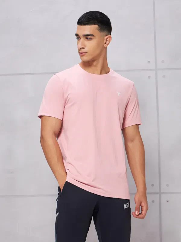 Men Solid Slim Fit Crew Neck T-shirt with COTFLEX - Image 3