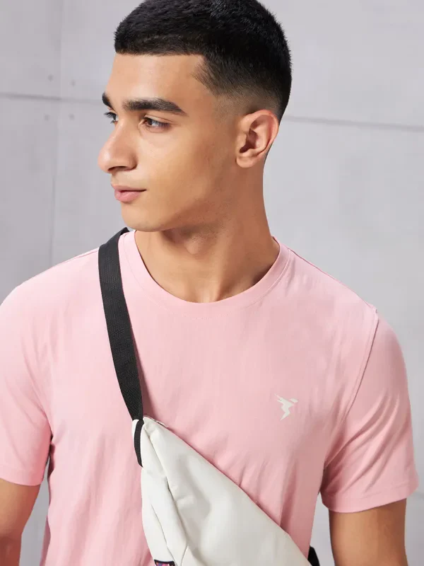 Men Solid Slim Fit Crew Neck T-shirt with COTFLEX - Image 7