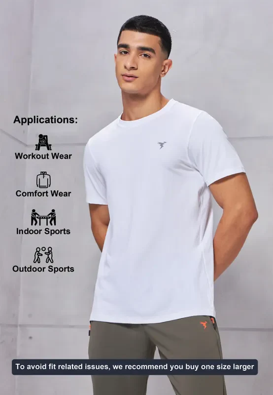 Men Solid Slim Fit Crew Neck T-shirt with COTFLEX - Image 7