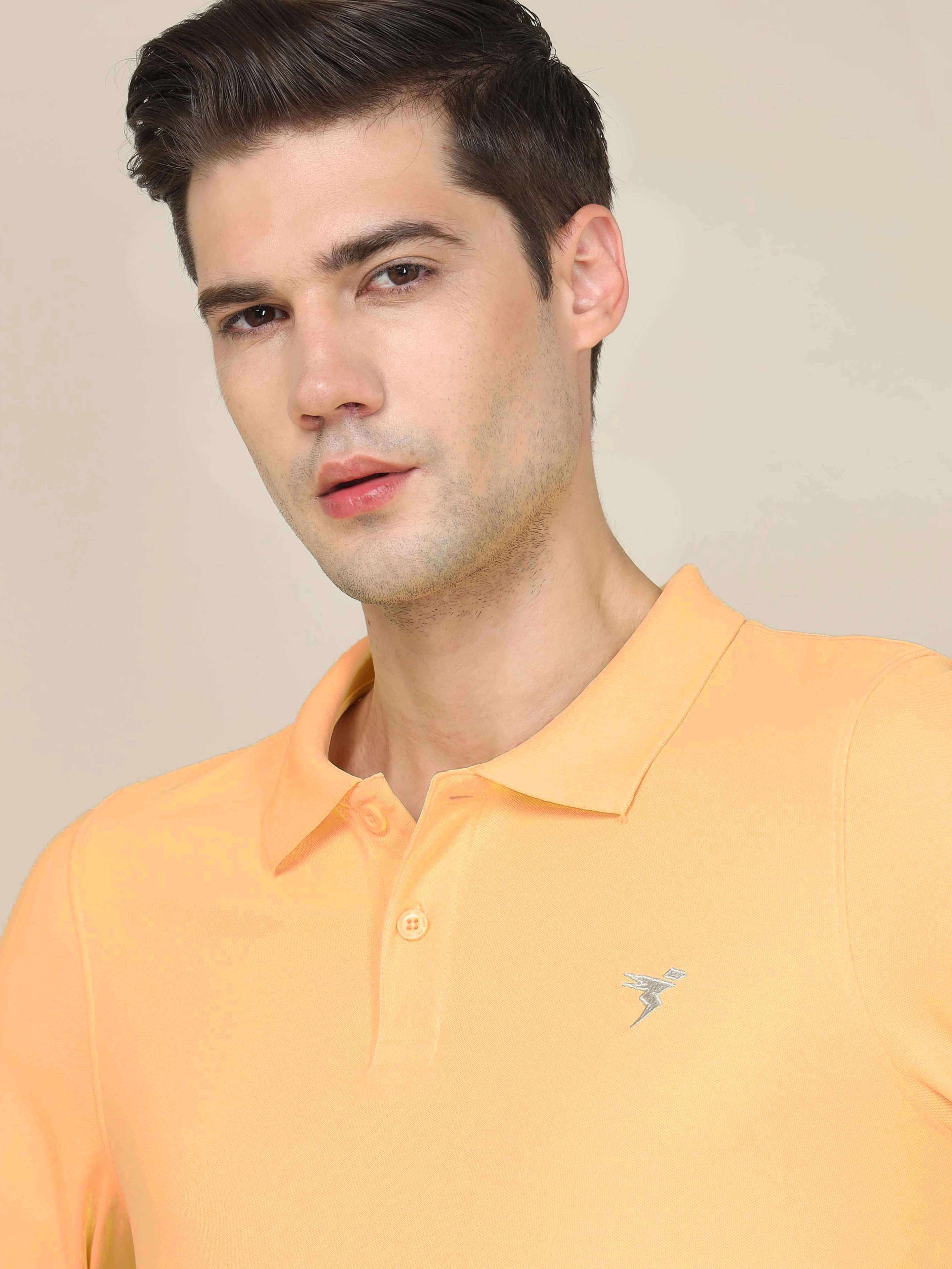 Men Solid Slim Fit Polo T-shirt with MATPIQ - Image 3