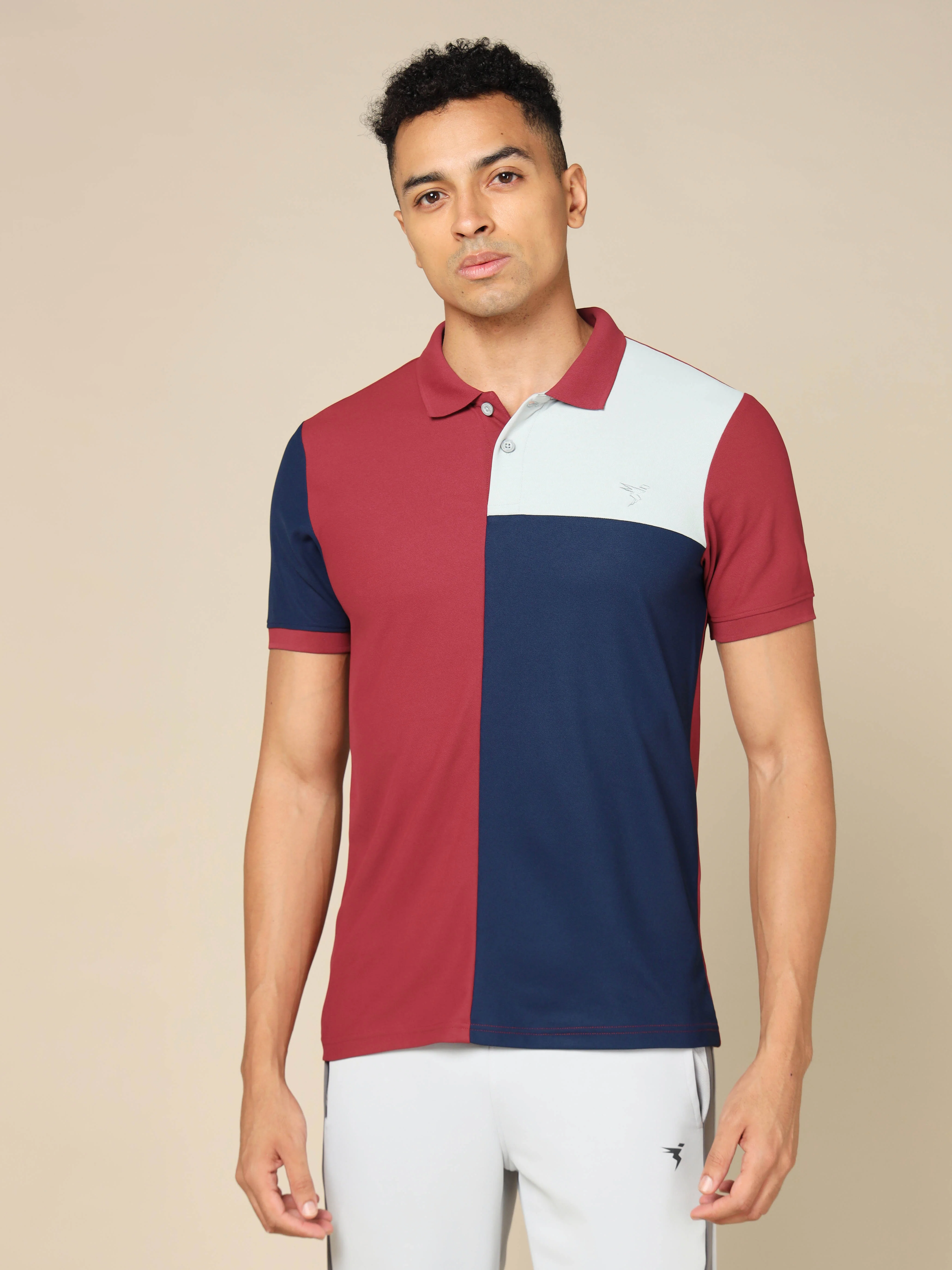 Men Colorblock Slim Fit Polo T-shirt with TECHNO COOL+