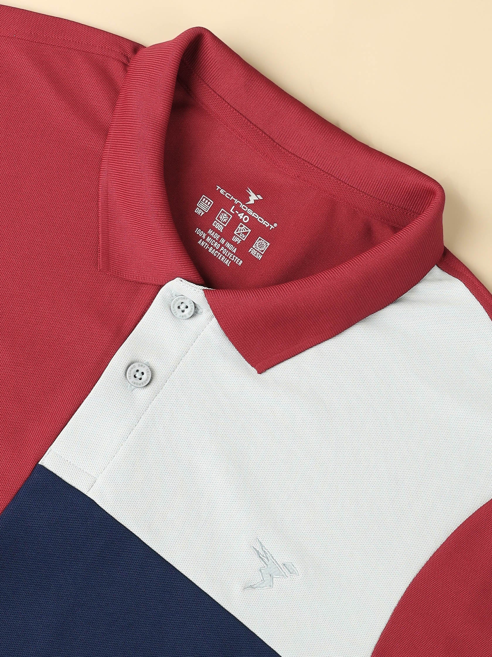 Men Colorblock Slim Fit Polo T-shirt with TECHNO COOL+ - Image 7