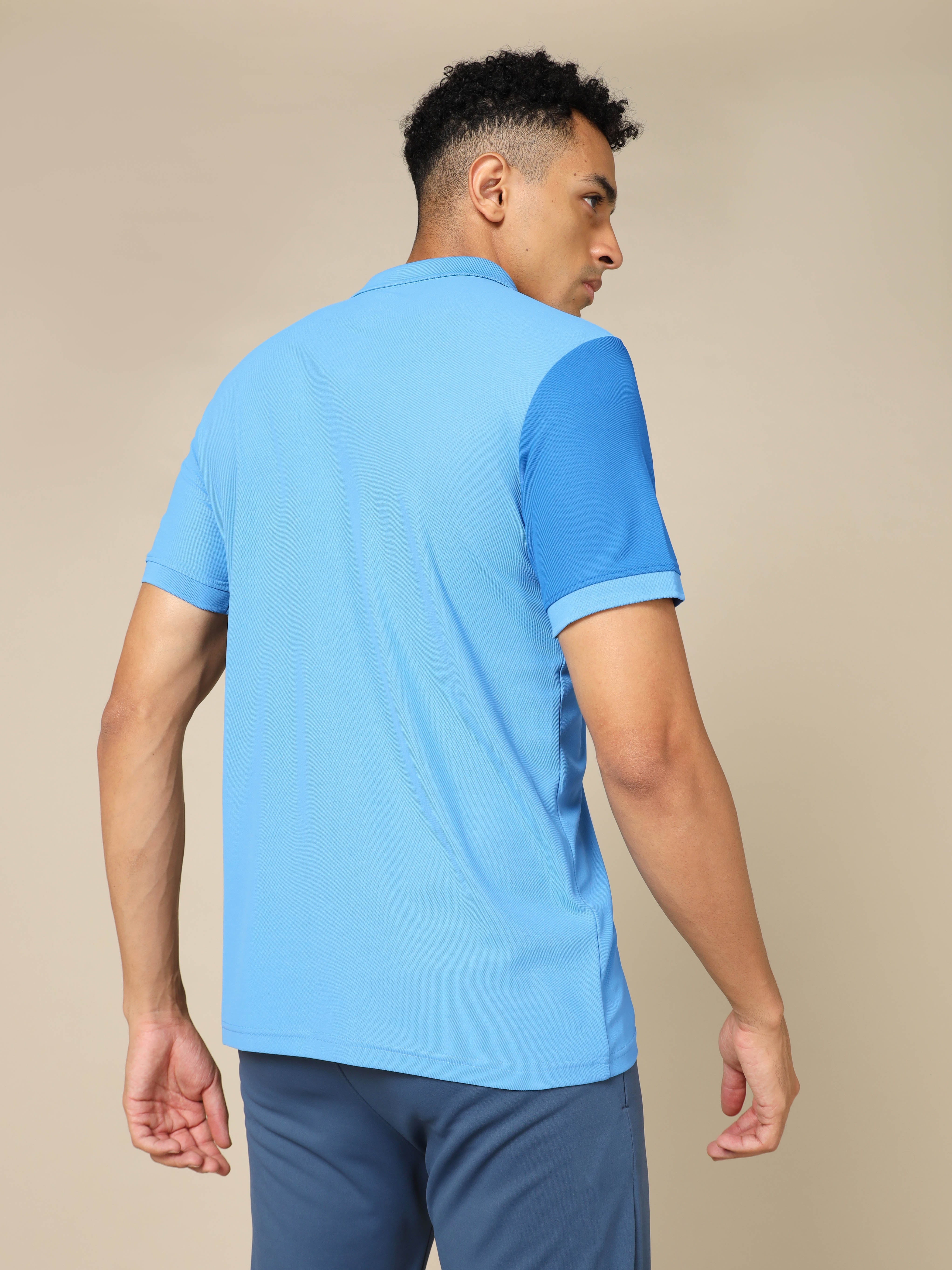 Men Colorblock Slim Fit Polo T-shirt with TECHNO COOL+ - Image 3