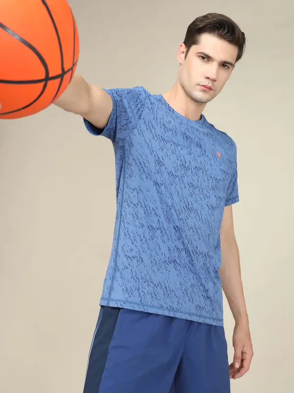 Men Jacquard Slim Fit Crew Neck T-shirt with DOUBLE COOL