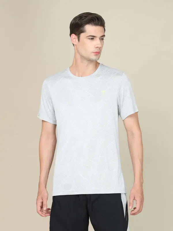 Men Jacquard Slim Fit Crew Neck T-shirt with DOUBLE COOL - Image 3