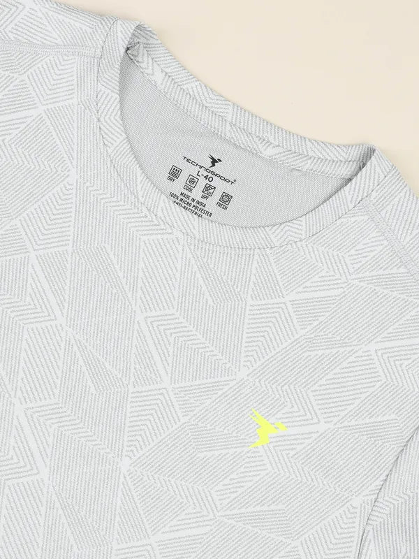 Men Jacquard Slim Fit Crew Neck T-shirt with DOUBLE COOL - Image 7