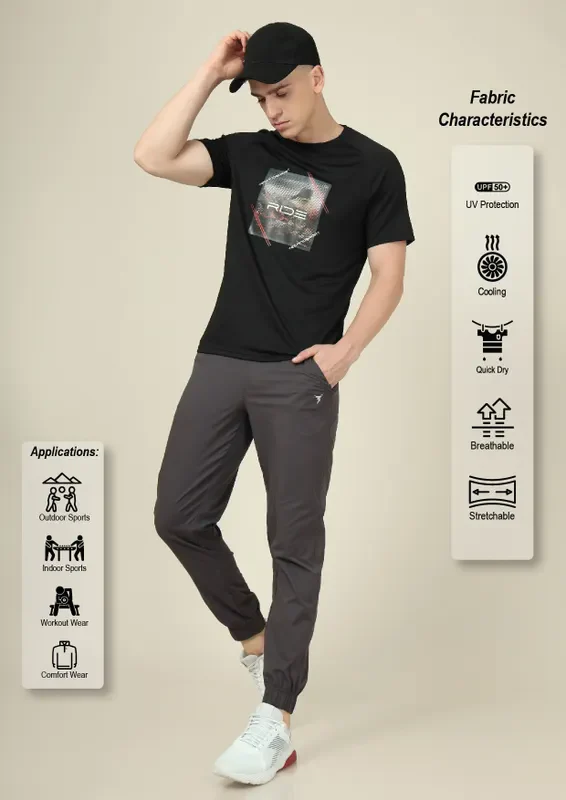 Men Graphic Printed Slim Fit Crew Neck T-shirt with TECHNO COOL+ - Image 2