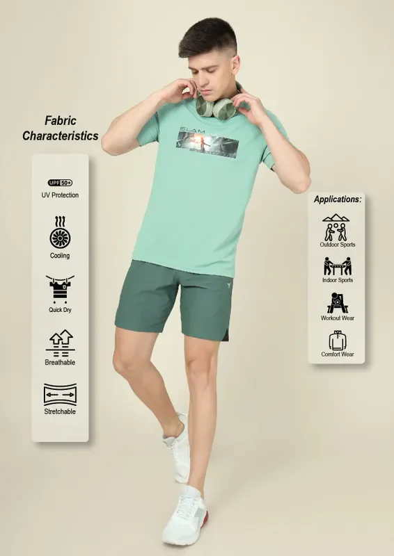Men Graphic Printed Slim Fit Crew Neck T-shirt with TECHNO COOL+ - Image 2