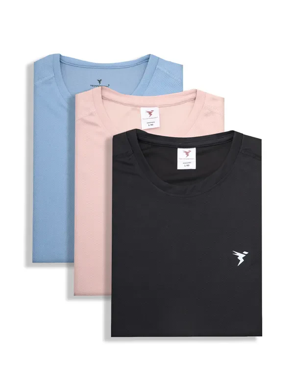 Men Solid Slim Fit Crew Neck T-shirt with TECHNO COOL+ (Pack of 3) - Image 8