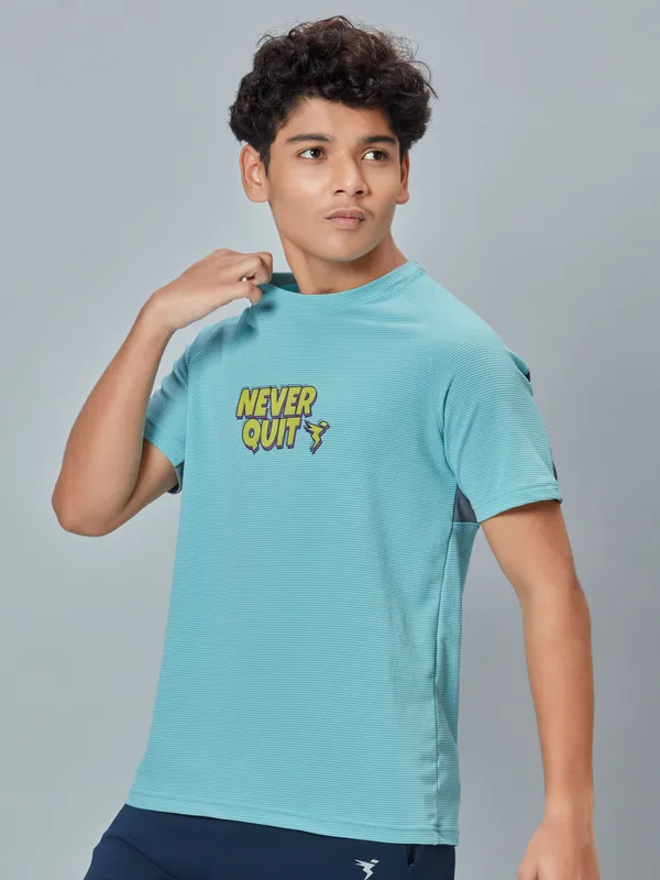 Boys Typography Printed Slim Fit Crew Neck T-shirt with ELASTO PLUS - Image 3