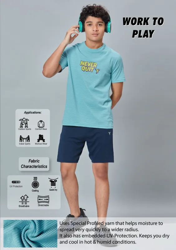 Boys Typography Printed Slim Fit Crew Neck T-shirt with ELASTO PLUS - Image 4