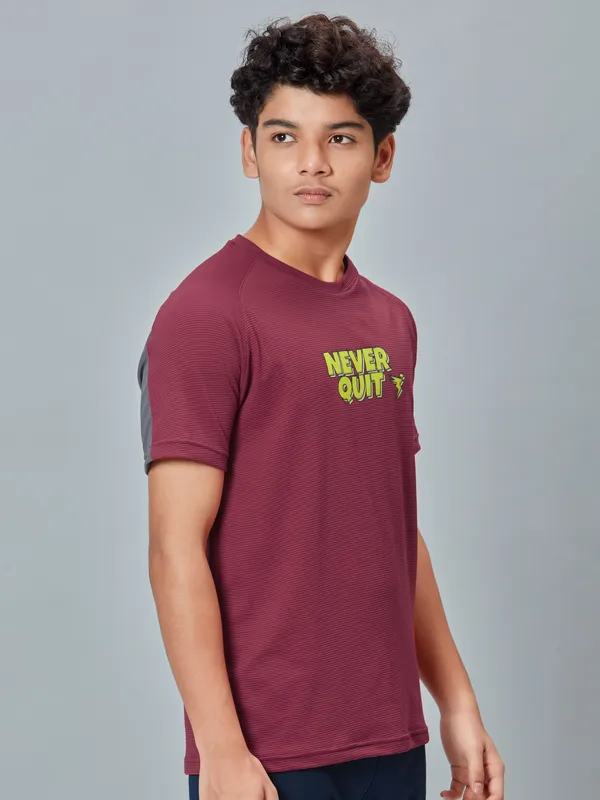 Boys Typography Printed Slim Fit Crew Neck T-shirt with ELASTO PLUS - Image 4