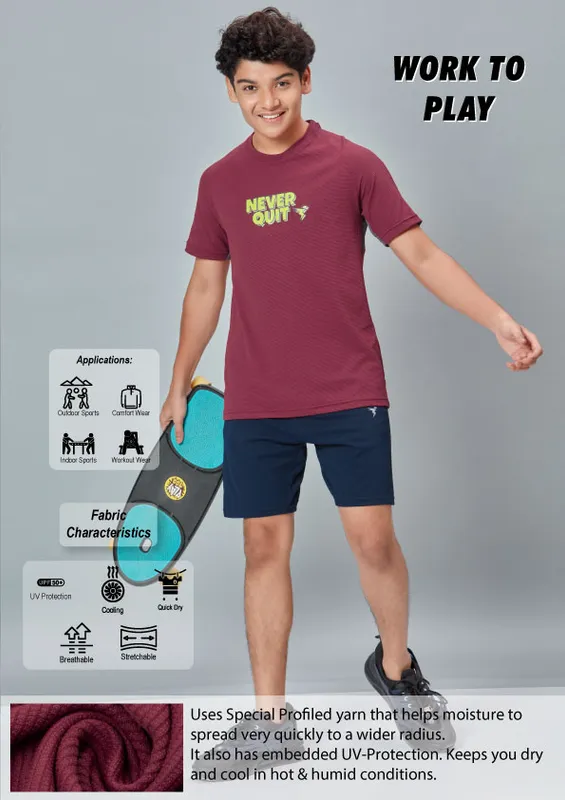 Boys Typography Printed Slim Fit Crew Neck T-shirt with ELASTO PLUS - Image 5