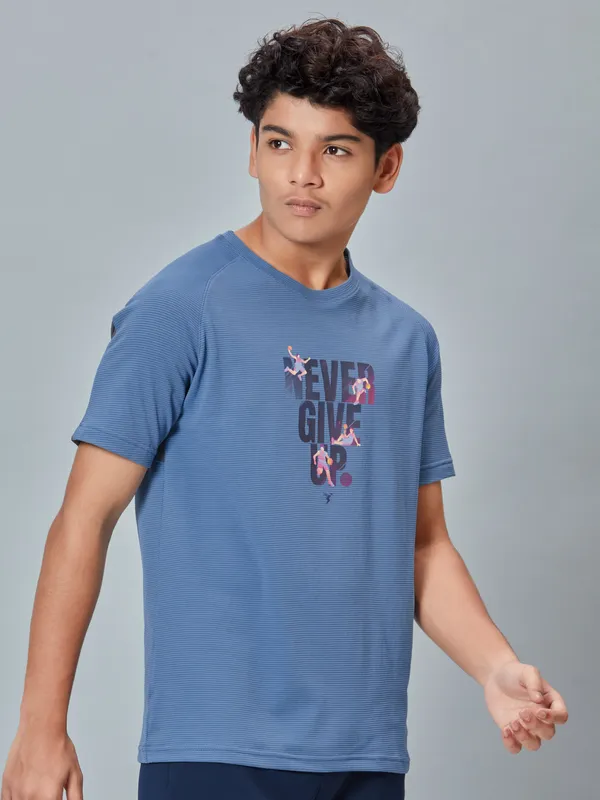 Boys Typography Printed Slim Fit Crew Neck T-shirt with ELASTO PLUS - Image 3