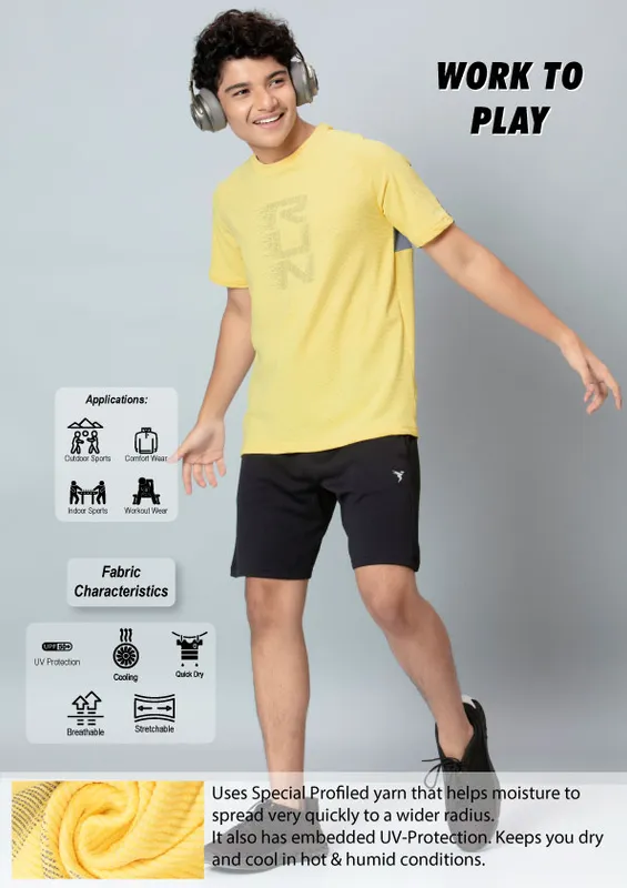 Boys Typography Printed Slim Fit Crew Neck T-shirt with ELASTO PLUS - Image 4