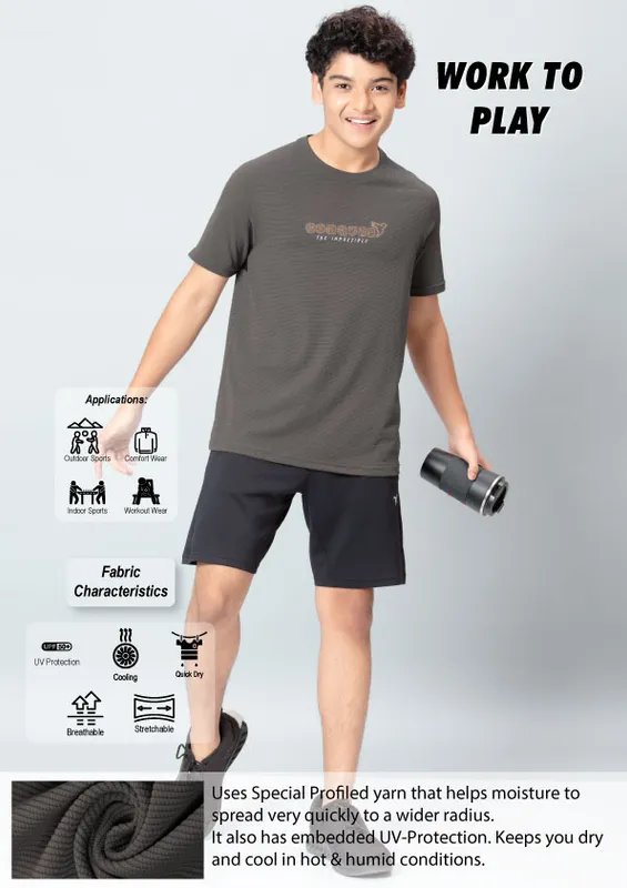 Boys Typography Printed Slim Fit Crew Neck T-shirt with ELASTO PLUS - Image 4