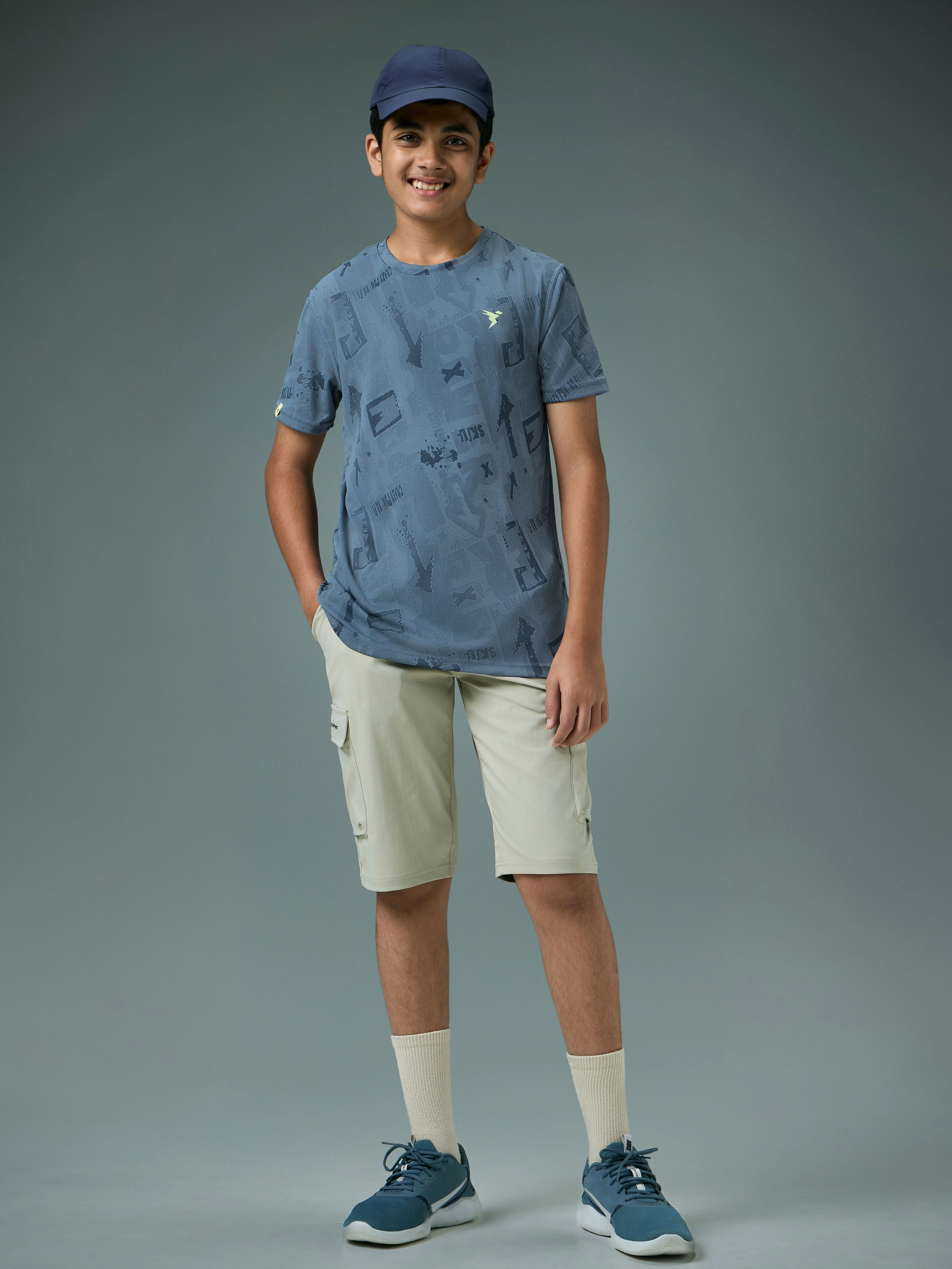 Boys Self Design Slim Fit Crew Neck T-shirt with DOUBLE COOL - Image 5