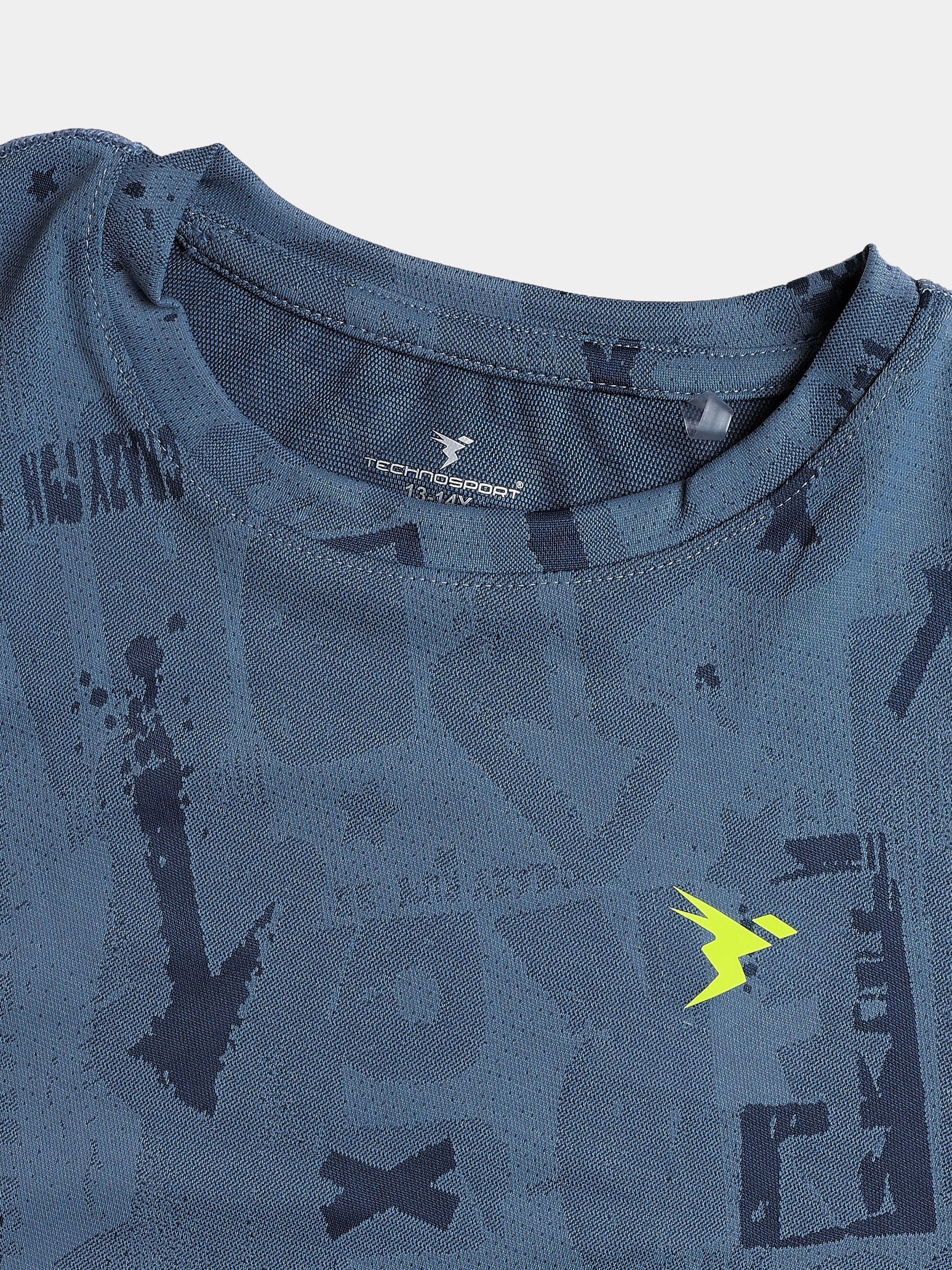 Boys Self Design Slim Fit Crew Neck T-shirt with DOUBLE COOL - Image 7