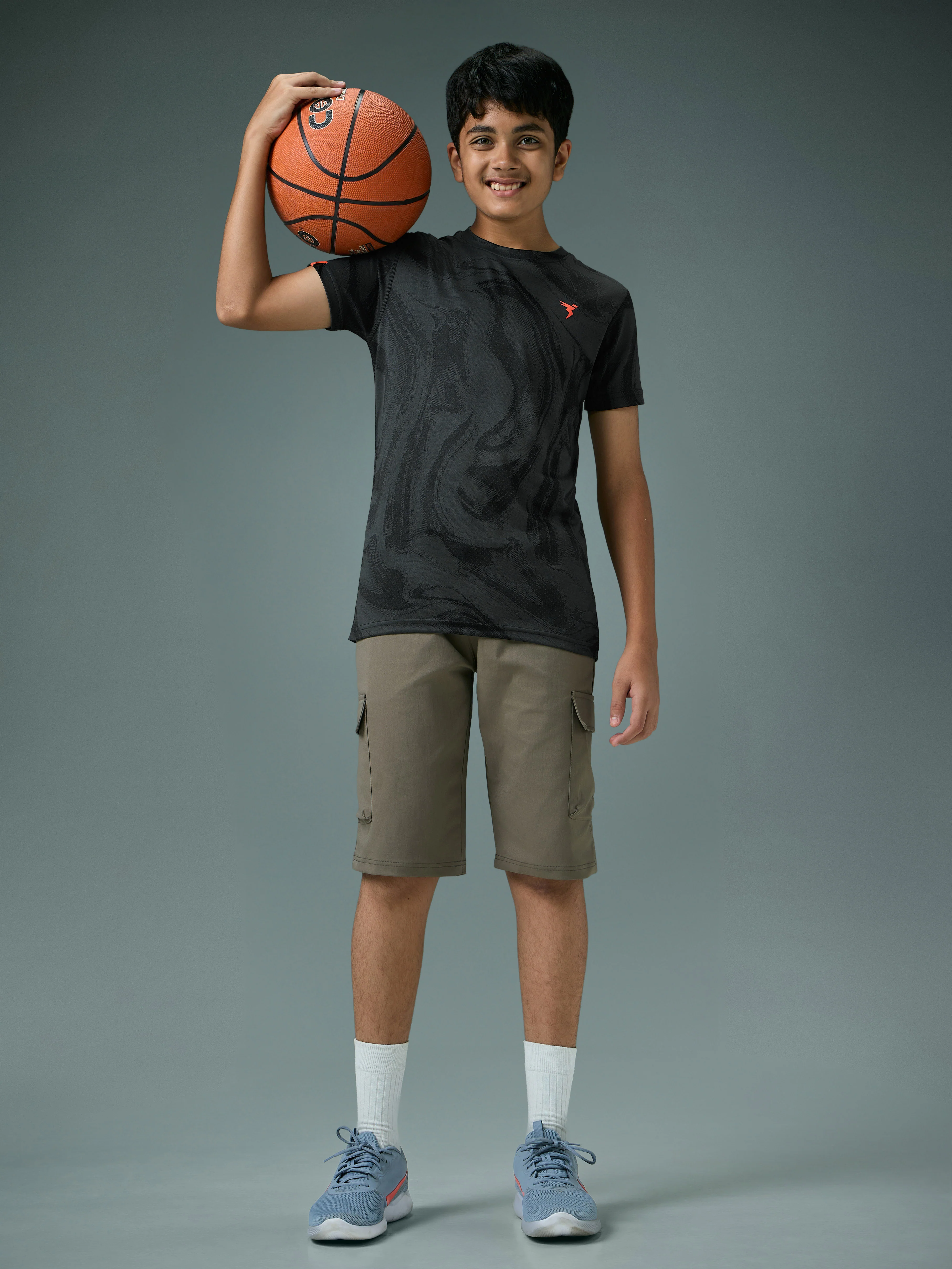 Boys Self Design Slim Fit Crew Neck T-shirt with DOUBLE COOL - Image 5