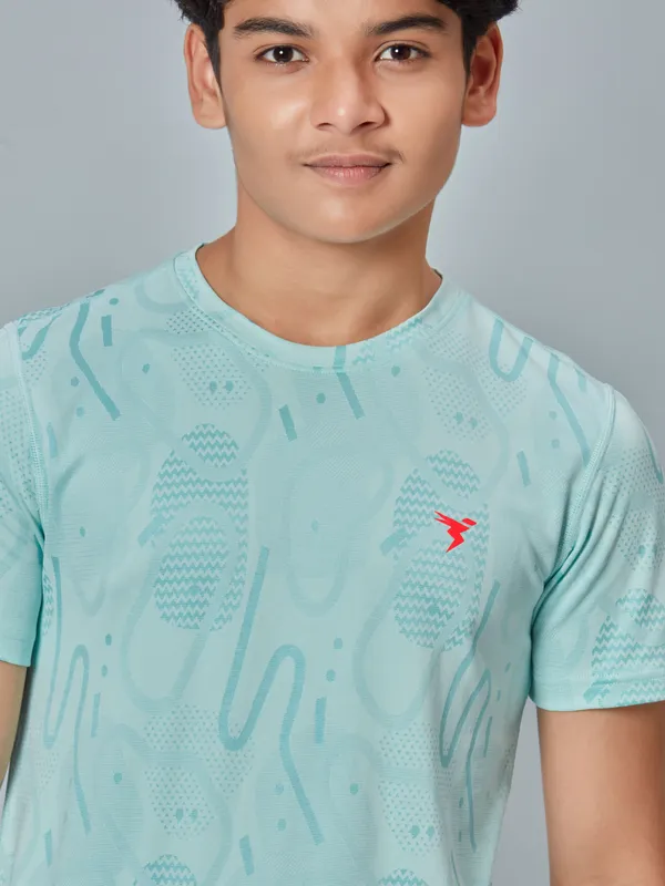 Boys Self Design Slim Fit Crew Neck T-shirt with DOUBLE COOL - Image 5