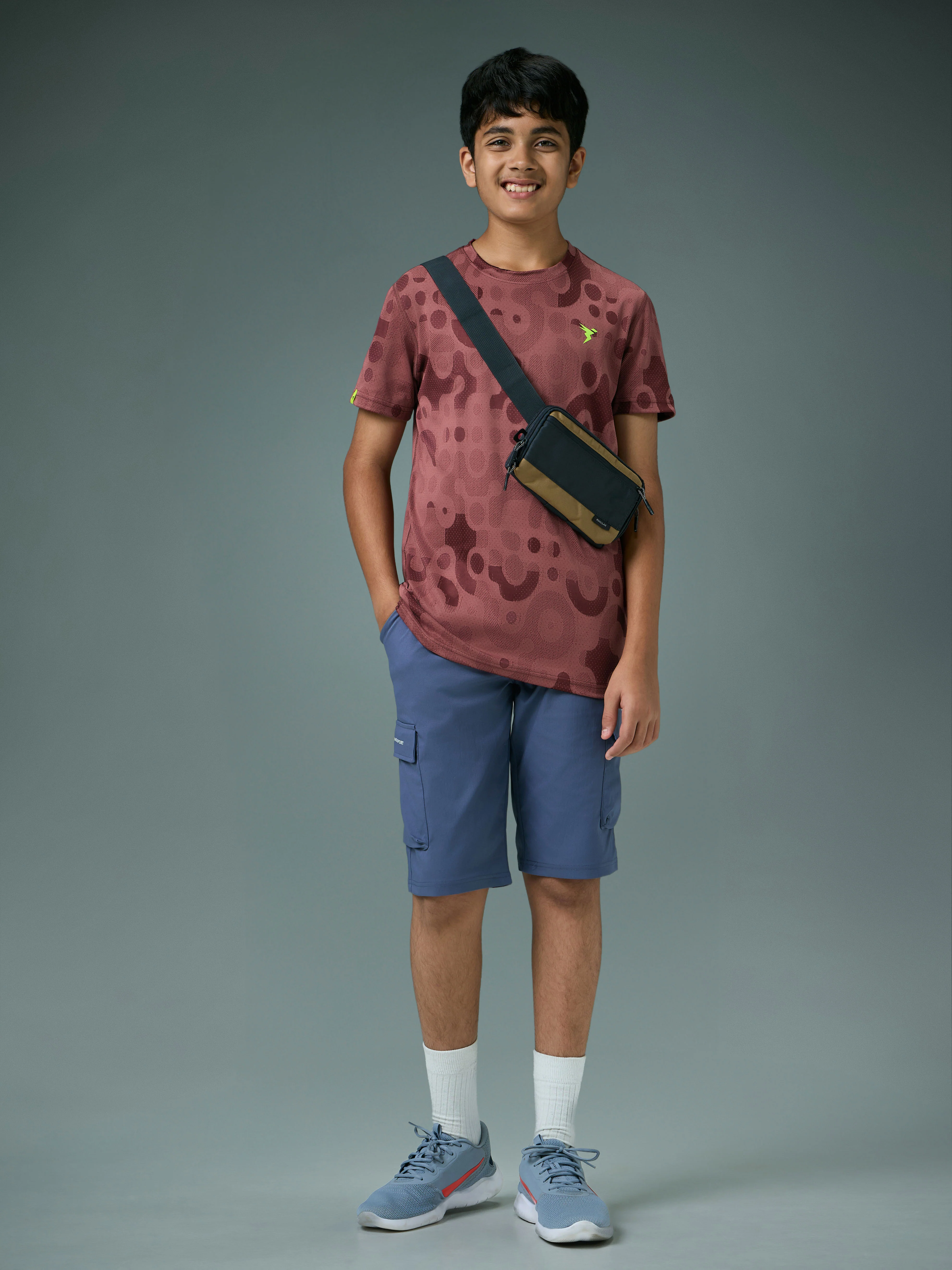 Boys Self Design Slim Fit Crew Neck T-shirt with DOUBLE COOL - Image 5