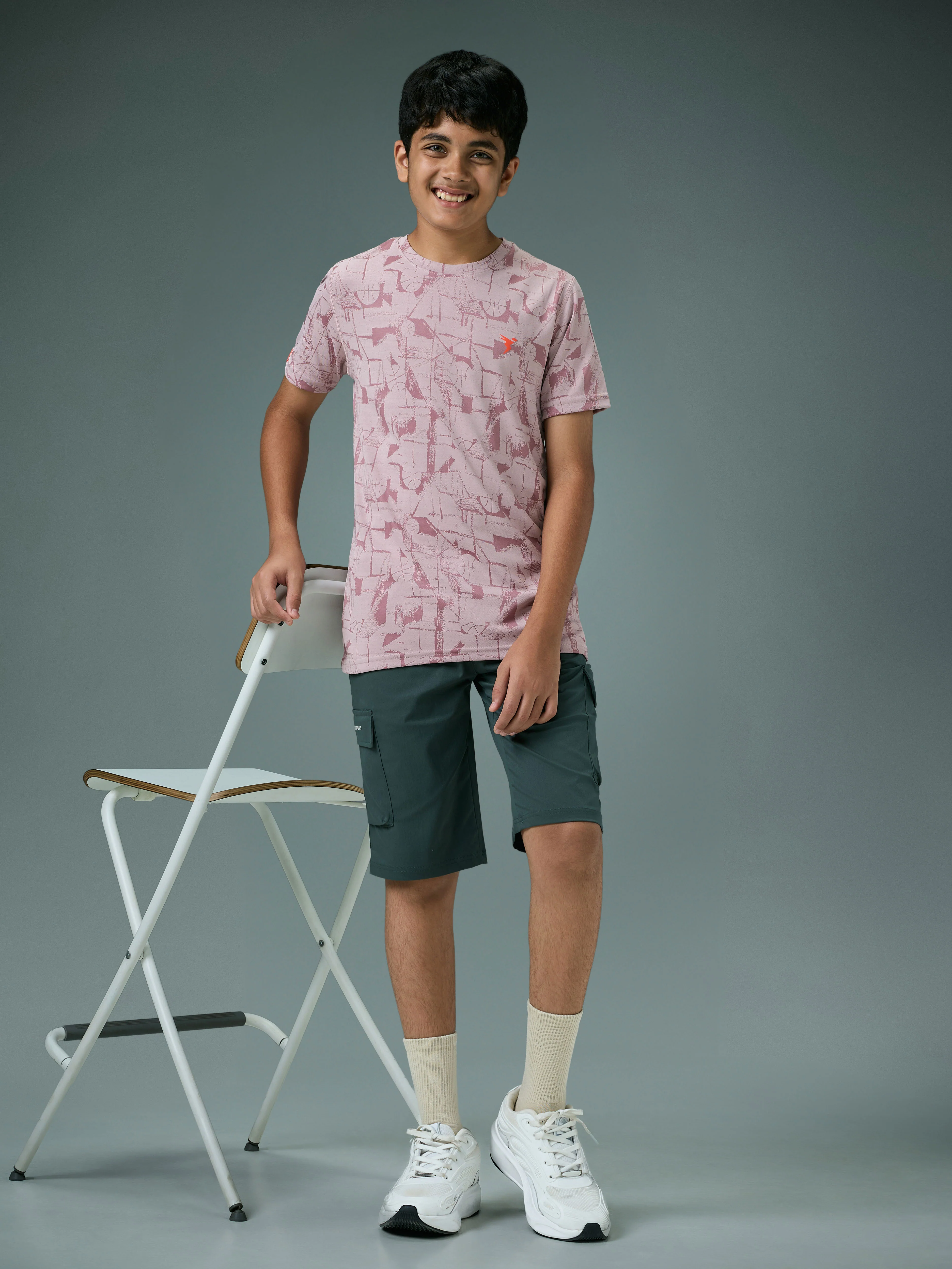 Boys Self Design Slim Fit Crew Neck T-shirt with DOUBLE COOL - Image 4