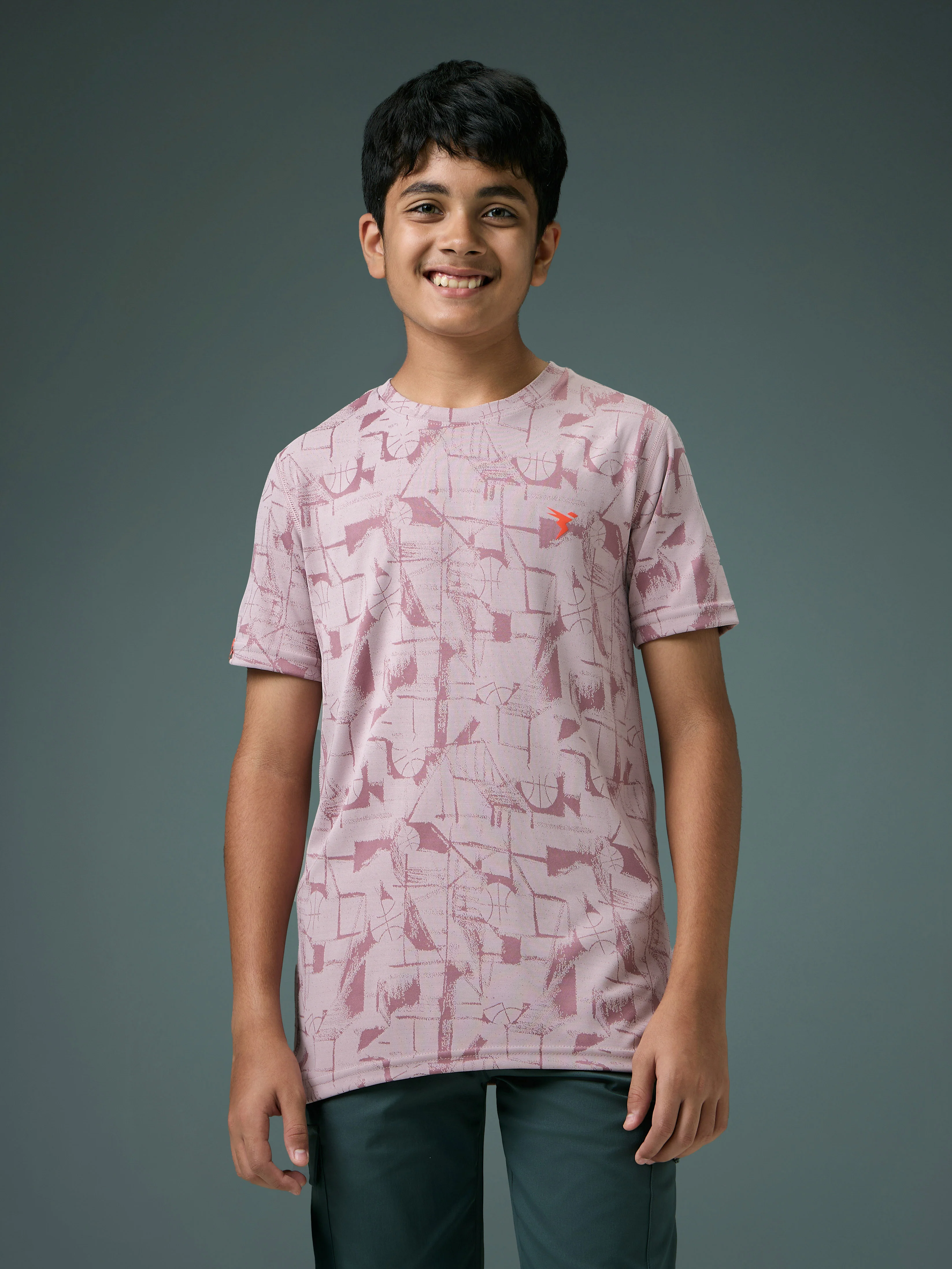 Boys Self Design Slim Fit Crew Neck T-shirt with DOUBLE COOL - Image 5
