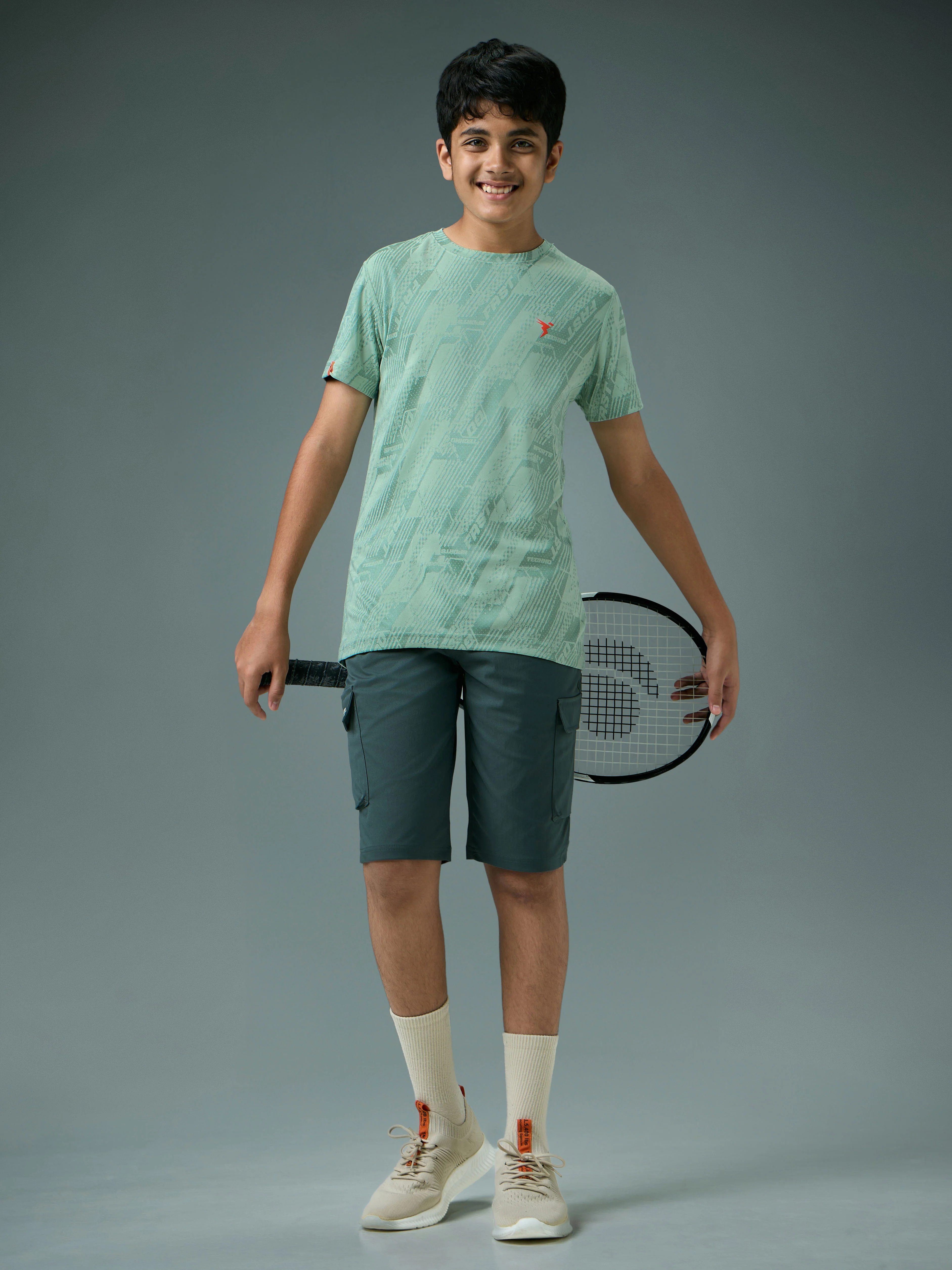 Boys Self Design Slim Fit Crew Neck T-shirt with DOUBLE COOL - Image 4