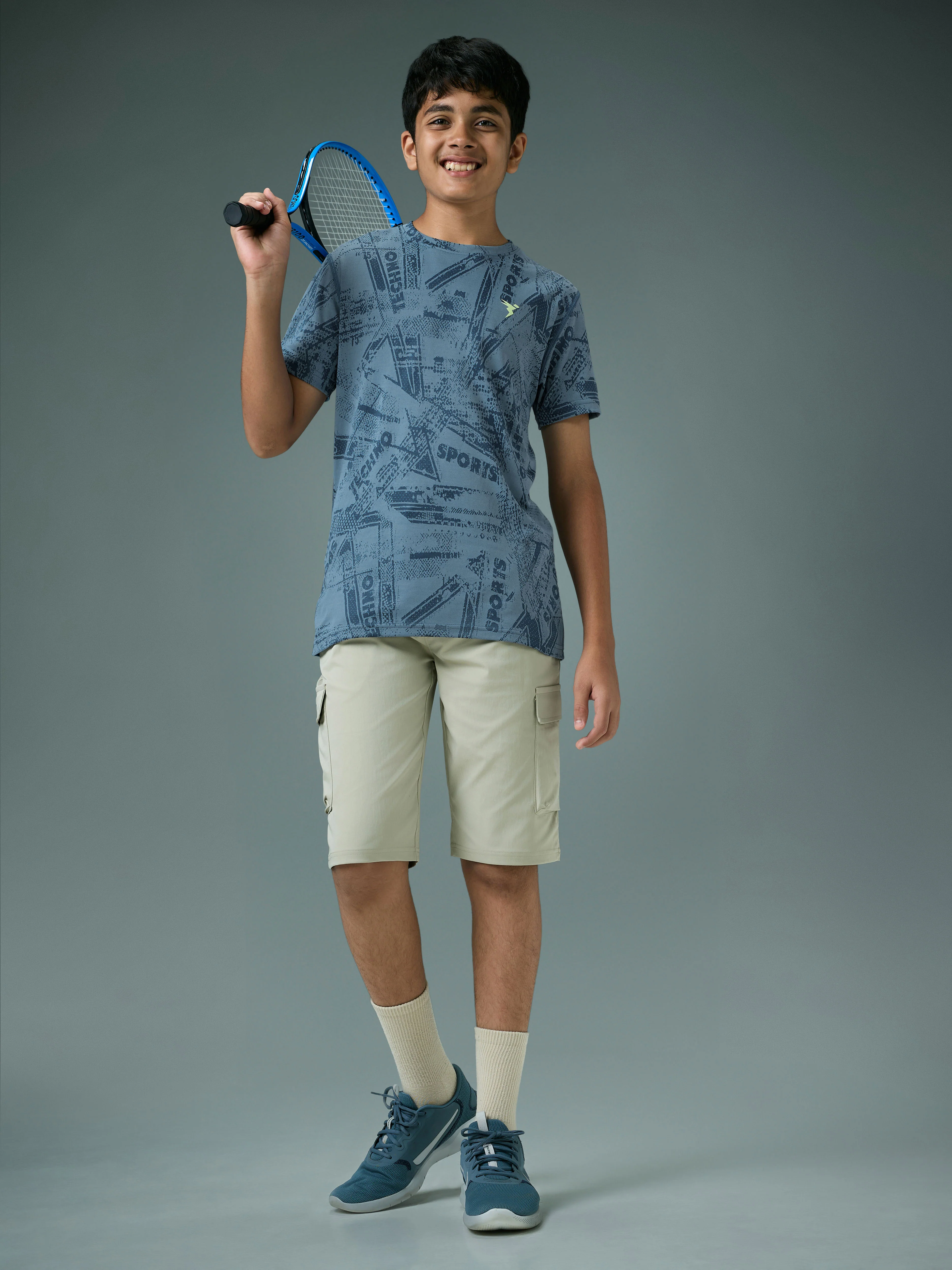 Boys Self Design Slim Fit Crew Neck T-shirt with DOUBLE COOL - Image 5