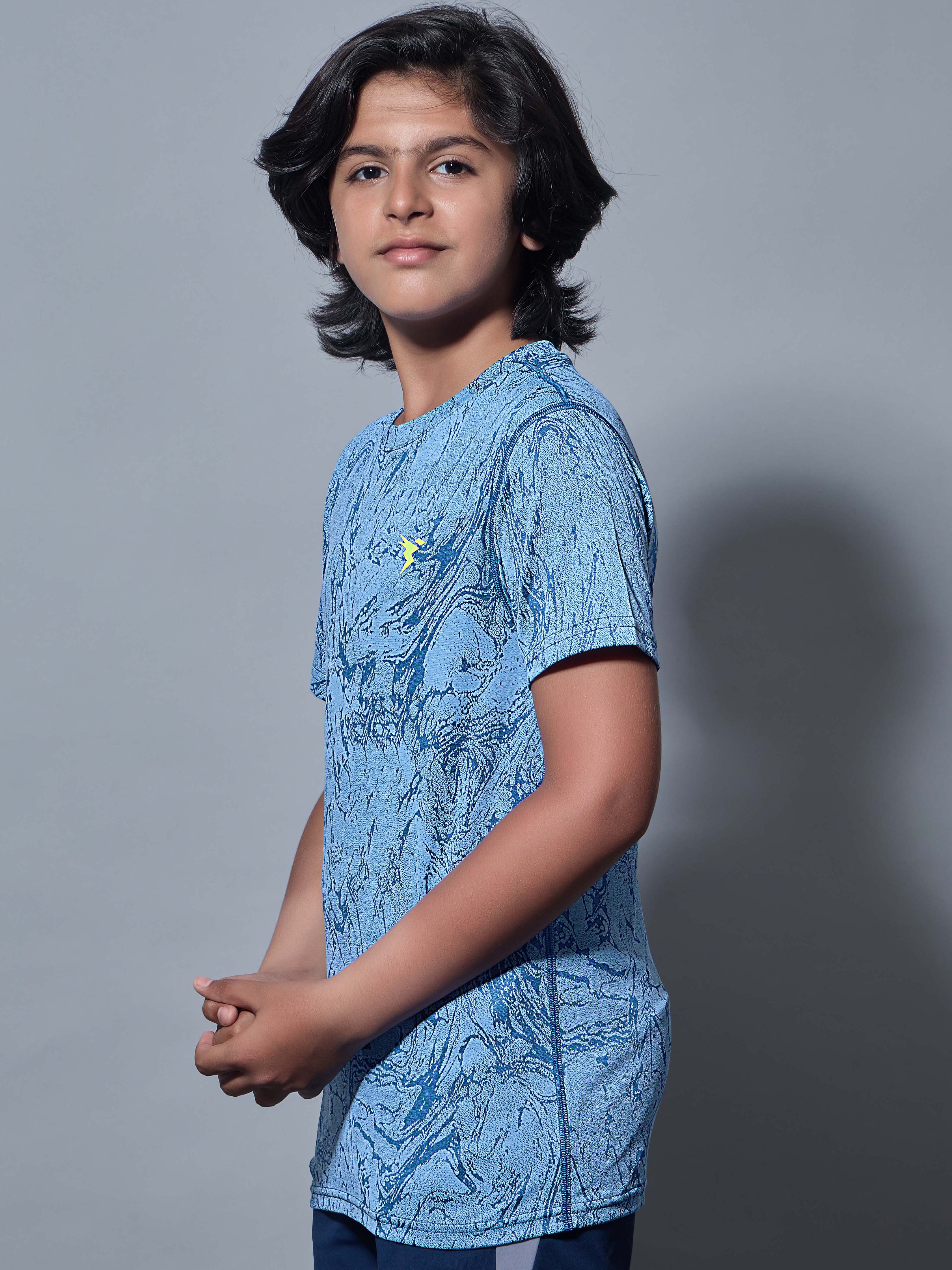 Boys Self Design Slim Fit Crew Neck T-shirt with DOUBLE COOL - Image 4