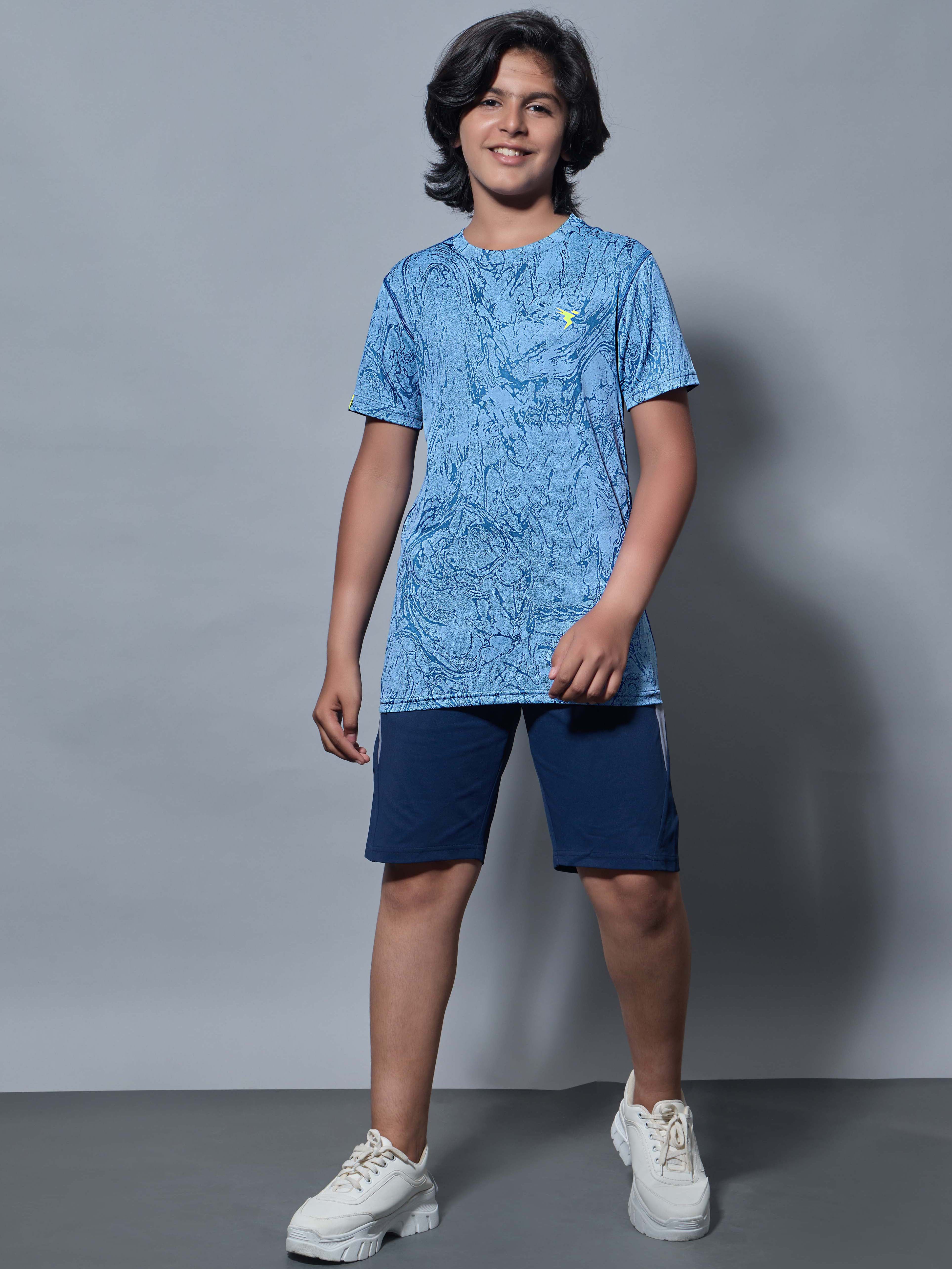 Boys Self Design Slim Fit Crew Neck T-shirt with DOUBLE COOL - Image 5