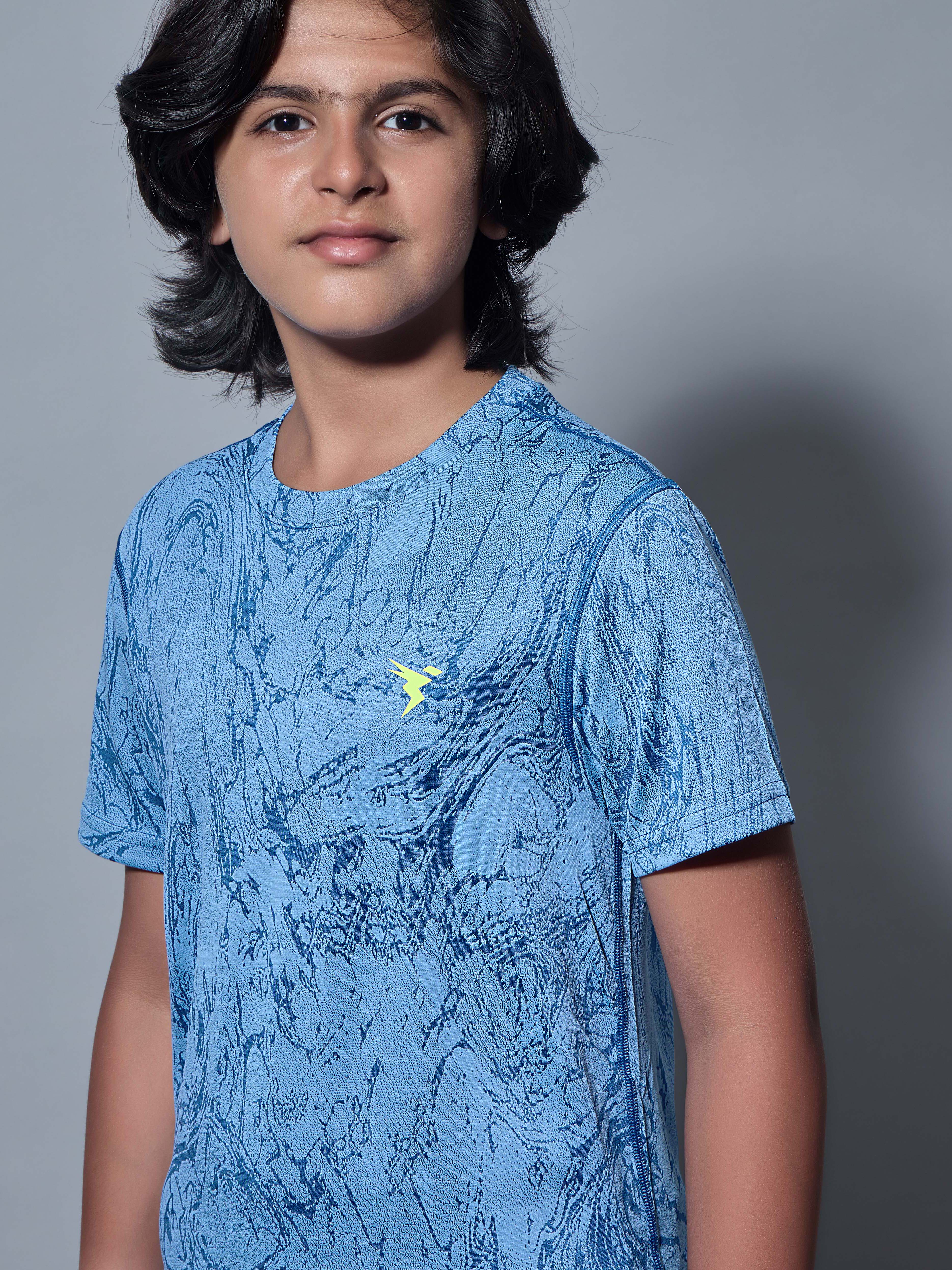 Boys Self Design Slim Fit Crew Neck T-shirt with DOUBLE COOL - Image 6