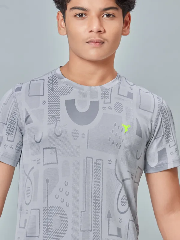 Boys Self Design Slim Fit Crew Neck T-shirt with DOUBLE COOL - Image 5