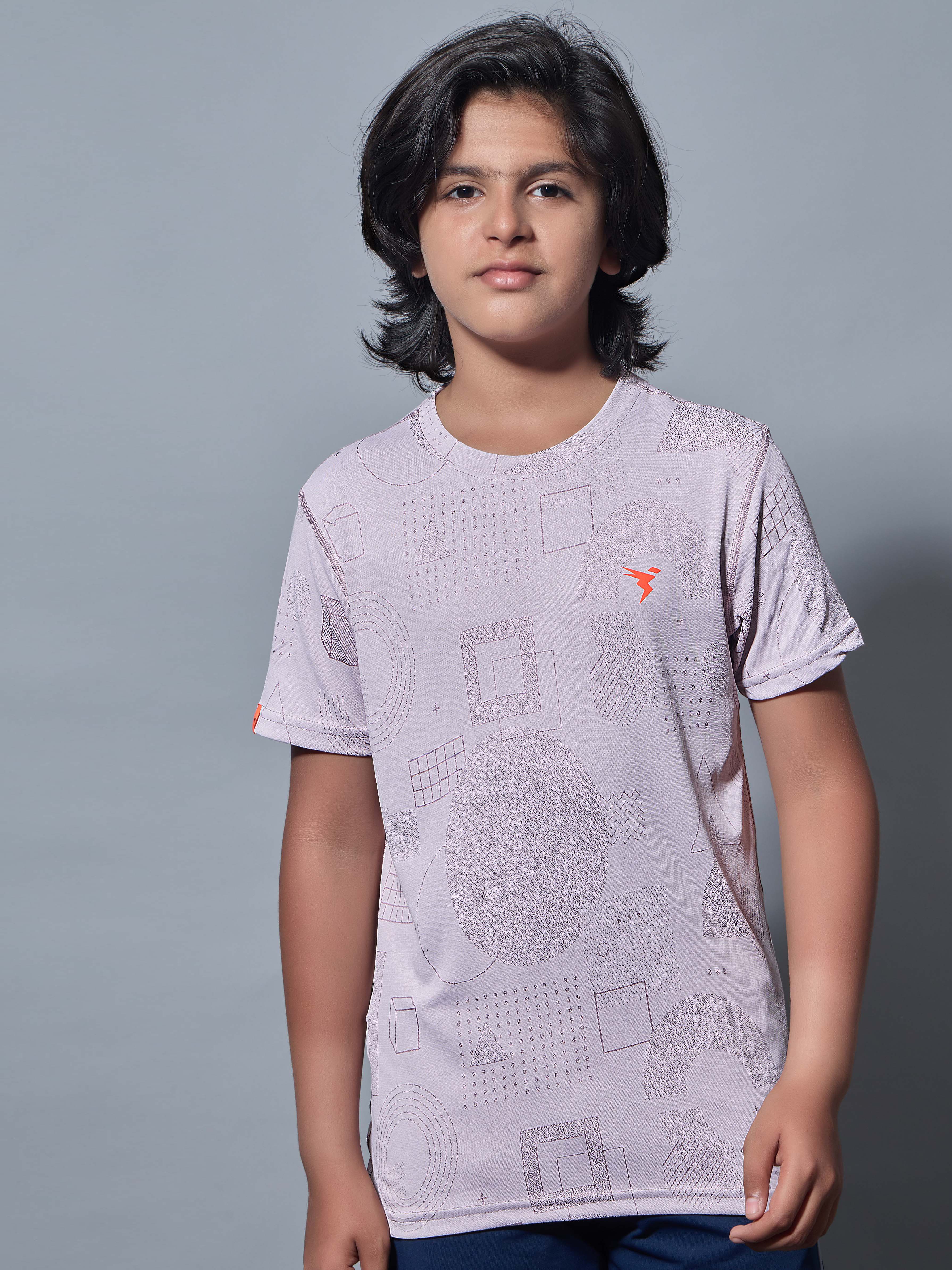 Boys Self Design Slim Fit Crew Neck T-shirt with DOUBLE COOL - Image 2