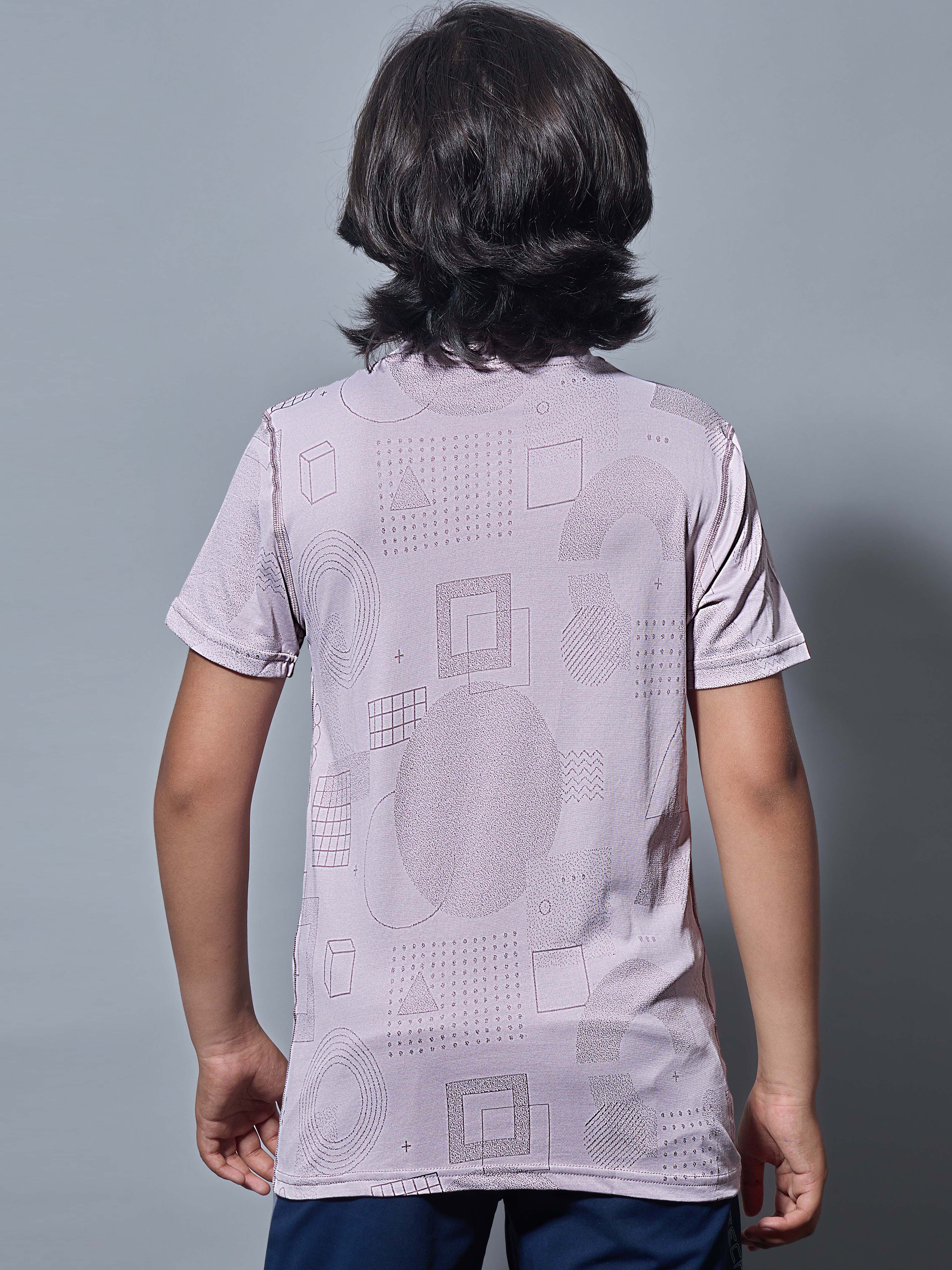Boys Self Design Slim Fit Crew Neck T-shirt with DOUBLE COOL - Image 3
